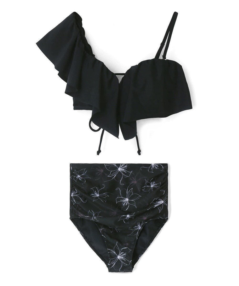 【三愛水着楽園/San-ai Resort】の【SALE】軽い着け心地でしっかり盛れる【楽盛り水着】 ワイヤービキニ 7S・9M・11L 【San-ai Resort(サンアイリゾート)】 インテリア・キッズ・メンズ・レディースファッション・服の通販 founy(ファニー) 　ファッション　Fashion　レディースファッション　Fashion for Women　水着　Swimwear　レディース水着・ビーチウェア　Swimwear & Beachwear　ショーツ　Shorts, Short Pants　デコルテ　Décolleté, Neckline　パターン　Pattern, Design Print　ビキニ　Bikini, Two-Piece Swimsuit　フラワー　Flower, Floral　フリル　Frill, Ruffle　リゾート　Resort, Vacation Style　ワイヤー　Wire, Wired Bra　夏　Summer　S/S・春夏　SS, Spring/Summer, Warm Season　水着　Swimsuit, Swimwear　A/W・秋冬　Autumn/Winter　ブラック|ID: prp329100004863709 ipo3291000000036178103