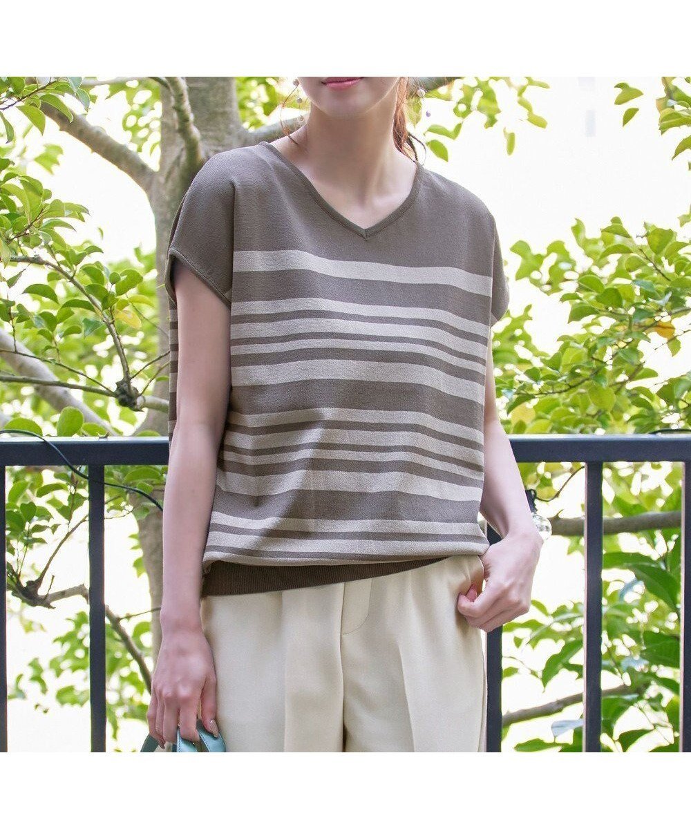 【ティアクラッセ/Tiaclasse】の【洗える】マルチボーダーフレンチスリーブニット 人気、トレンドファッション・服の通販 founy(ファニー) 　ファッション　Fashion　レディースファッション　Fashion for Women　トップス・カットソー　Cut & Sew Tops　ニット　Knit Tops & Sweaters　スリーブ　Sleeve, Long Sleeve / Short Sleeve　セーター　Sweater, Knitwear　フレンチ　French, French Style　ボーダー　Border, Stripe　ポケット　Pocket, Pocket Detail　エレガント 上品　Elegant　夏　Summer　春　Spring　S/S・春夏　SS, Spring/Summer, Warm Season　洗える　Machine Washable　 other-1|ID: prp329100004863710 ipo3291000000036178161