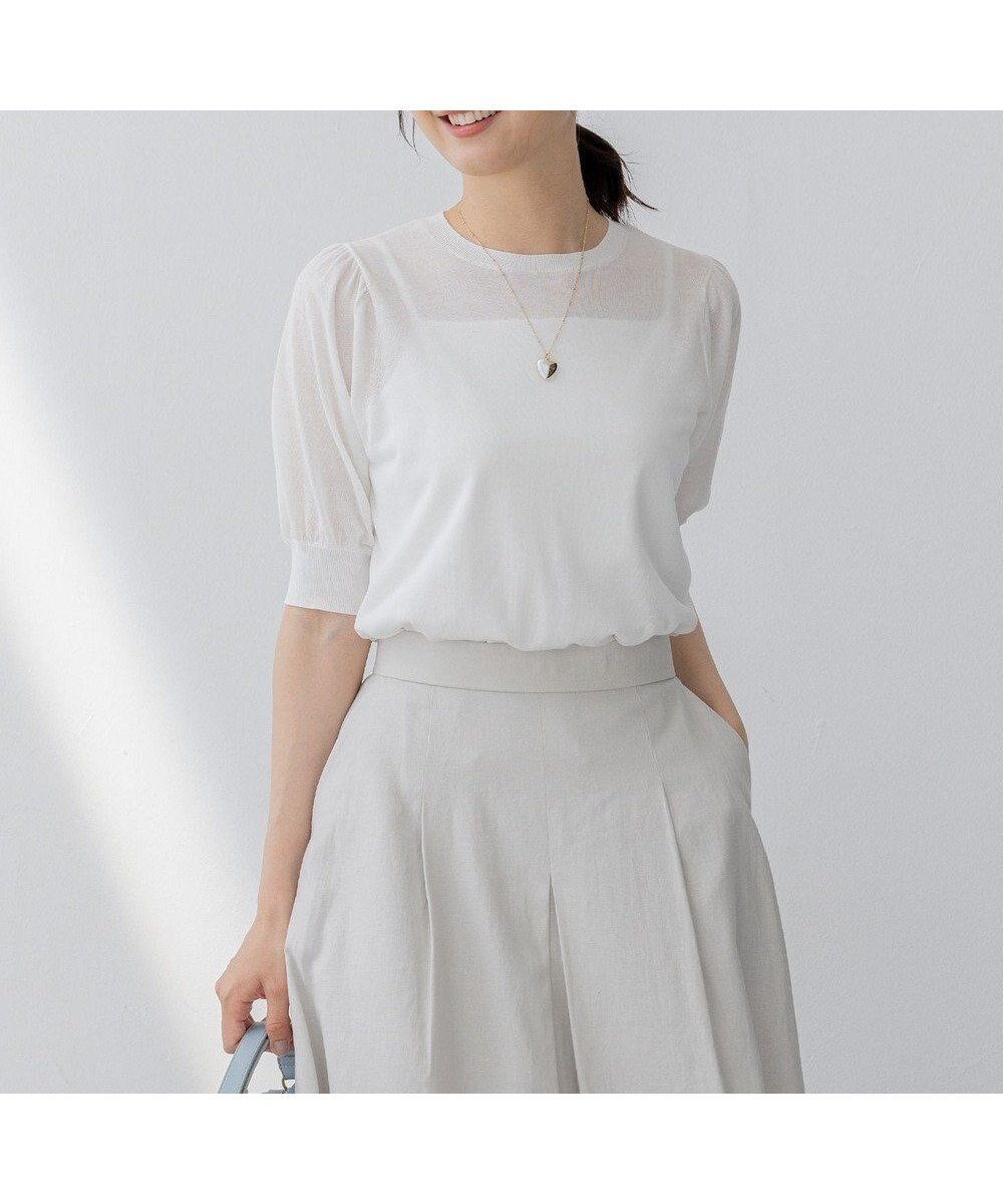 【組曲/KUMIKYOKU】のシアーパフ袖 ニット 人気、トレンドファッション・服の通販 founy(ファニー) 　ファッション　Fashion　レディースファッション　Fashion for Women　トップス・カットソー　Cut & Sew Tops　ニット　Knit Tops & Sweaters　春　Spring　キャミソール　Camisole, Spaghetti Strap Top　シアー　Sheer, See-Through　ジャケット　Jacket, Outerwear　スリーブ　Sleeve, Long Sleeve / Short Sleeve　セーター　Sweater, Knitwear　パール　Pearl, Pearl Accent　ボトム　Bottoms, Lower Wear　S/S・春夏　SS, Spring/Summer, Warm Season　おすすめ　Recommended / Our Picks　夏　Summer　 other-1|ID: prp329100004864172 ipo3291000000036198714