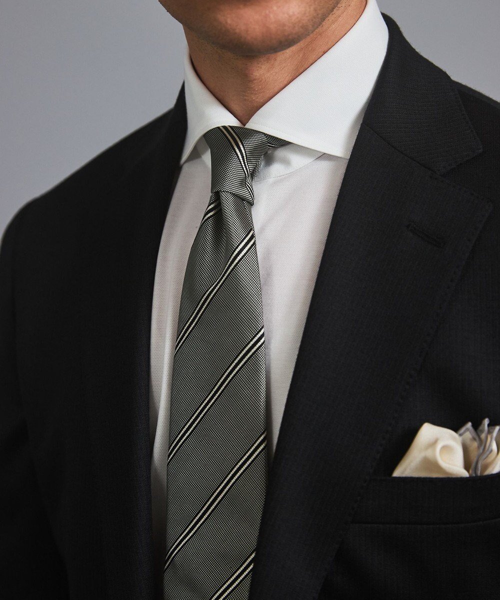 【五大陸/gotairiku / MEN】のGOTAIRIKU別注【日本製】シルク ネクタイ_レジメンタル柄 インテリア・キッズ・メンズ・レディースファッション・服の通販 founy(ファニー) 　ファッション　Fashion　メンズファッション　Fashion for Men　シルク　Silk, 100% Silk　スーツ　Suit, Formalwear　別注　Limited Edition, Custom Order　モダン　Modern, Contemporary　A/W・秋冬　Autumn/Winter　日本製　Made In Japan　2025年　2025　2025-2026秋冬・A/W　Autumn/Winter 2025–26 AW25–26　グレー系1|ID: prp329100004864248 ipo3291000000036199837