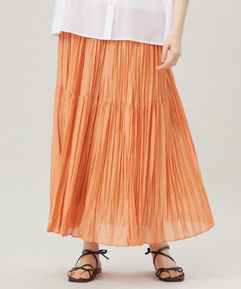 【自由区/JIYU-KU】の【接触冷感・洗える】ハンドワッシャープリーツ スカート 人気、トレンドファッション・服の通販 founy(ファニー) 　ファッション　Fashion　レディースファッション　Fashion for Women　スカート　Skirts　プリーツスカート / 上品フェミニンスタイル　Pleated Skirts　ティアード　Tiered, Tiered Style　フェミニン　Feminine, Girly　ブライト　Bright, Shiny　プリーツ　Pleats, Pleated　夏　Summer　旅行　Travel　春　Spring　S/S・春夏　SS, Spring/Summer, Warm Season　洗える　Machine Washable　 other-1|ID: prp329100004864261 ipo3291000000036200108