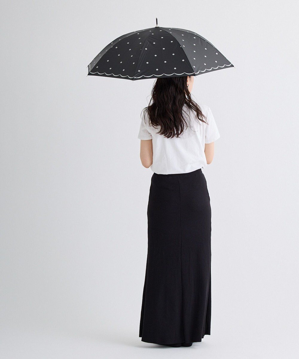 【ムーンバット/MOONBAT】の晴雨兼用日傘 長傘 ドット×スカラー/遮光 遮熱 UV インテリア・キッズ・メンズ・レディースファッション・服の通販 founy(ファニー) 　ファッション　Fashion　レディースファッション　Fashion for Women　レイングッズ・傘・晴雨兼用傘　Umbrellas & Rain Gear　ドット　Polka Dot, Dot Pattern　ビジネス 仕事 通勤　Business / Work / Commuting　傘　Umbrella, Parasol　日傘　Parasol, UV Umbrella　ブラック|ID: prp329100004864264 ipo3291000000036200178