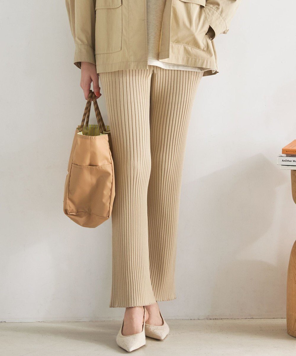 【23区/NIJYUSANKU】の【SLOW/一部店舗限定】ホールガーメント リブニット パンツ インテリア・キッズ・メンズ・レディースファッション・服の通販 founy(ファニー) 　ファッション　Fashion　レディースファッション　Fashion for Women　パンツ　Pants & Trousers　春　Spring　カーディガン　Cardigan, Knitwear　ストレッチ　Stretch, Stretchy Fabric　セットアップ　Set-Up, Coordinated Outfit　ホールガーメント　WholeGarment, Seamless Knit　ポケット　Pocket, Pocket Detail　リブニット　Rib Knit, Ribbed Knit　リラックス　Relax, Relaxed Fit　S/S・春夏　SS, Spring/Summer, Warm Season　おすすめ　Recommended / Our Picks　夏　Summer　エレガント 上品　Elegant　2026年　2026　ベージュ系|ID: prp329100004864265 ipo3291000000036200195
