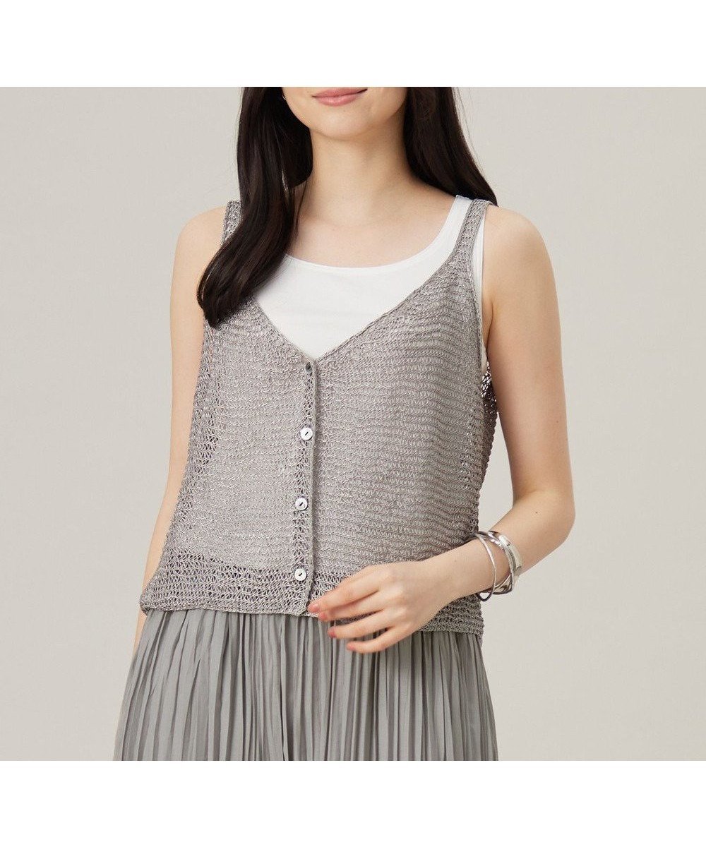 【自由区/JIYU-KU】のクロッシェライクニット ジレ インテリア・キッズ・メンズ・レディースファッション・服の通販 founy(ファニー) 　ファッション　Fashion　レディースファッション　Fashion for Women　アウター　Coat / Outerwear Collection　トップス・カットソー　Cut & Sew Tops　ニット　Knit Tops & Sweaters　ベスト&ジレ / 重ね着スタイル　Vests & Gilets　おすすめ　Recommended / Our Picks　かぎ針　Crochet　イタリア　Italy　キャミソール　Camisole, Spaghetti Strap Top　シンプル　Simple, Minimal　タンク　Tank Top, Sleeveless Top　ベスト　Vest, Waistcoat　夏　Summer　春　Spring　S/S・春夏　SS, Spring/Summer, Warm Season　グレー|ID: prp329100004864271 ipo3291000000036200251