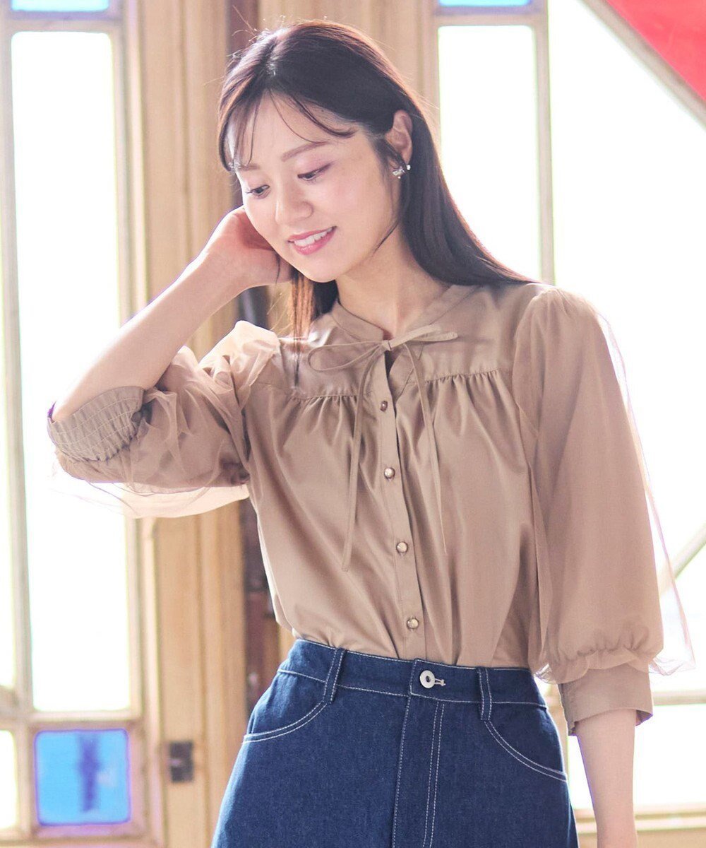 【フェルゥ/Feroux】の袖チュールリボンスキッパー ブラウス 人気、トレンドファッション・服の通販 founy(ファニー) ファッション Fashion レディースファッション Fashion for Women トップス・カットソー Cut & Sew Tops シャツ・ブラウス・オフィスカジュアル Elegant Blouses & Button-Ups インナー Innerwear キャミ Camisole, Cami Top シャーリング Shirring, Ruched スキッパー Skipper, Open Collar チュール Tulip, Tulip Motif トレンド Trend, Trending Now リボン Ribbon, Bow 今季 This Season, Current Season A/W・秋冬 Autumn/Winter other-1|ID: prp329100004864294 ipo3291000000036200716