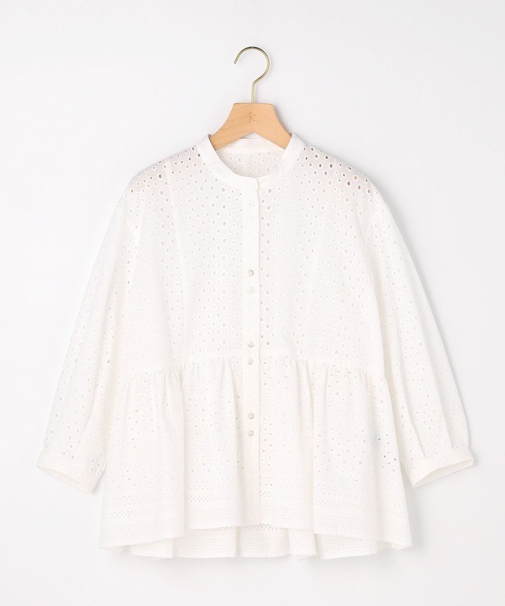 【組曲/KUMIKYOKU】の【先行予約】エンブロイダリーレーススタンドネック ブラウス 人気、トレンドファッション・服の通販 founy(ファニー) 　ファッション　Fashion　レディースファッション　Fashion for Women　トップス・カットソー　Cut & Sew Tops　シャツ・ブラウス・オフィスカジュアル　Elegant Blouses & Button-Ups　アイレット　Eyelet Lace　春　Spring　ギャザー　Gathered, Ruffled　スキッパー　Skipper, Open Collar　ノースリーブ　Sleeveless, No-Sleeve　ボーダー　Border, Stripe　羽織　Haori, Light Jacket　レース　Lace, Lace Fabric　S/S・春夏　SS, Spring/Summer, Warm Season　夏　Summer　 other-1|ID: prp329100004864388 ipo3291000000036202239