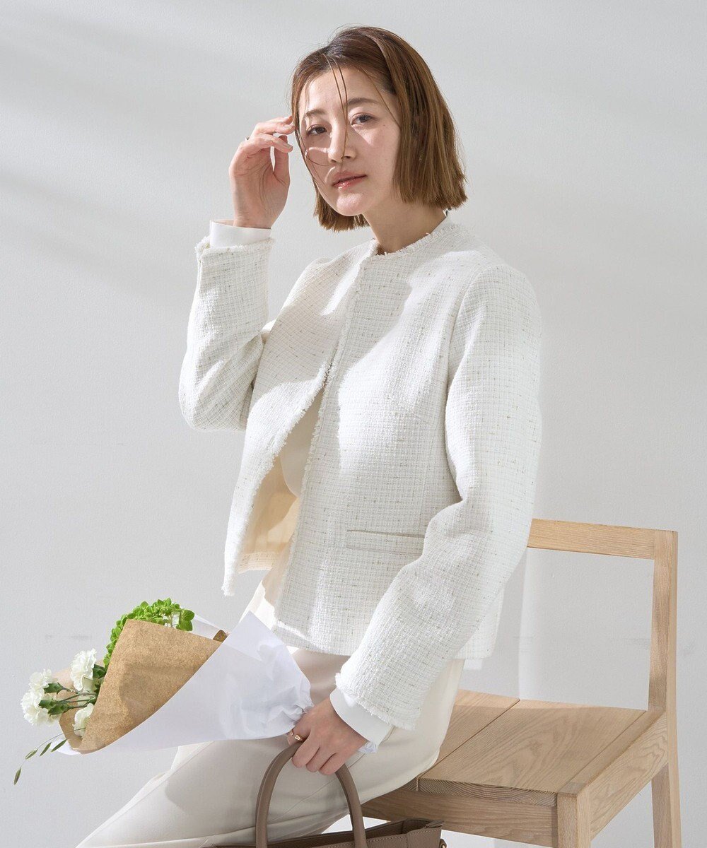 【イェッカ ヴェッカ/YECCA VECCA】のツイードジャケット(2) インテリア・キッズ・メンズ・レディースファッション・服の通販 founy(ファニー) 　ファッション　Fashion　レディースファッション　Fashion for Women　アウター　Coat / Outerwear Collection　レディースジャケット・軽アウター　Jackets　ノーカラージャケット / シンプル上品コーデ　Collarless Jackets　ジャケット　Jacket, Outerwear　セレモニー　Ceremony　ツイード　Twill, Twill Weave　バランス　Balance, Style Balance　フォーマル　Formal, Dressy　ポケット　Pocket, Pocket Detail　エレガント 上品　Elegant　夏　Summer　春　Spring　S/S・春夏　SS, Spring/Summer, Warm Season　Off White|ID: prp329100004864400 ipo3291000000036202412