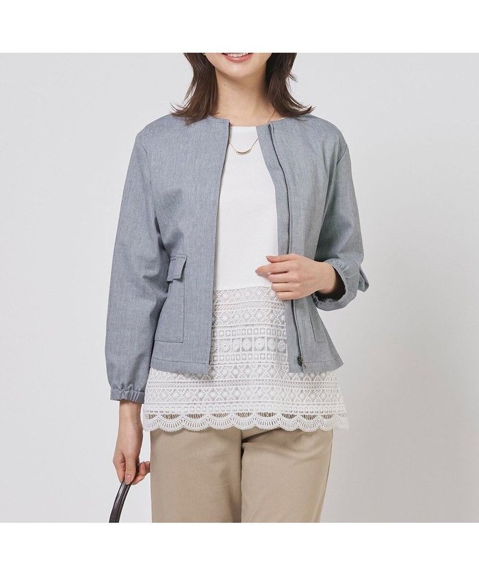 【ジェイ プレス/J.PRESS】のTCリネン ドライツイル ノーカラー ブルゾン インテリア・キッズ・メンズ・レディースファッション・服の通販 founy(ファニー) https://founy.com/ ファッション Fashion レディースファッション Fashion for Women アウター Coat / Outerwear Collection レディースジャケット・軽アウター Jackets ブルゾンジャケット・スポーティアウター Blouson Jackets インナー Innerwear 春 Spring シャンブレー Chambray, Denim-Like Fabric シンプル Simple, Minimal ジャケット Jacket, Outerwear ブルゾン Blouson, Bomber Jacket ポケット Pocket, Pocket Detail リネン Linen, Linen Fabric S/S・春夏 SS, Spring/Summer, Warm Season 夏 Summer エレガント 上品 Elegant |ID: prp329100004864403 ipo3291000000036202442