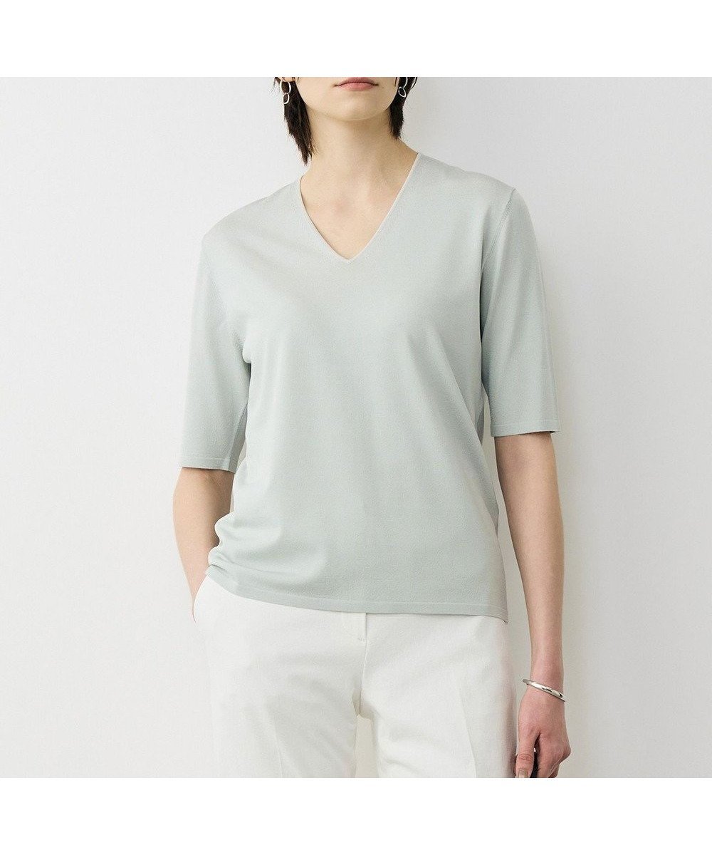 【アイシービー/iCB】の【先行予約・WEB限定カラーあり】 シンセティックハイゲージ 半袖Vネックニット インテリア・キッズ・メンズ・レディースファッション・服の通販 founy(ファニー) 　ファッション　Fashion　レディースファッション　Fashion for Women　トップス・カットソー　Cut & Sew Tops　ニット　Knit Tops & Sweaters　Vネックトップス　V-Neck Tops / V-Cut Neckline Shirts　インナー　Innerwear　春　Spring　カーディガン　Cardigan, Knitwear　シンプル　Simple, Minimal　ジャケット　Jacket, Outerwear　セーター　Sweater, Knitwear　半袖　Short Sleeve, Half Sleeve　リラックス　Relax, Relaxed Fit　ロング　Long, Long-Length　S/S・春夏　SS, Spring/Summer, Warm Season　夏　Summer　エレガント 上品　Elegant　2026年　2026　アイスグレー[WEB限定]|ID: prp329100004864409 ipo3291000000036202524