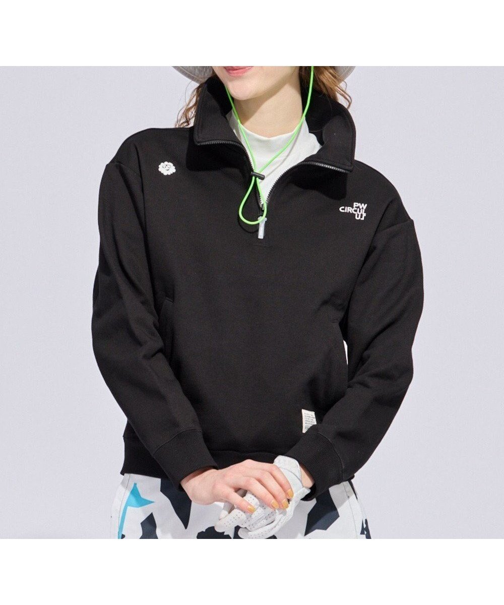 【ピーダブリュサーキュラス/PW CIRCULUS】の【WOMEN】ハーフジップ 裏毛スウェットトップス ゴルフウェア レディース インテリア・キッズ・メンズ・レディースファッション・服の通販 founy(ファニー) 　ファッション　Fashion　レディースファッション　Fashion for Women　トップス・カットソー　Cut & Sew Tops　レディースパーカー・カジュアルフーディー　Casual Hoodies & Sweatshirts　スウェット・クルーネックトップス　Sweatshirts & Crewnecks / Relaxed Fit Sweat Tops　ゴルフ　Golf　ジップ　Zip, Zipper　スウェット / スエット　Sweatshirt, Sweatwear　スタンド　Stand Collar, Upright Stand　セットアップ　Set-Up, Coordinated Outfit　トレンド　Trend, Trending Now　モックネック　Mock Neck, Short Turtleneck　夏　Summer　春　Spring　S/S・春夏　SS, Spring/Summer, Warm Season　ブラック系|ID: prp329100004864412 ipo3291000000036202581