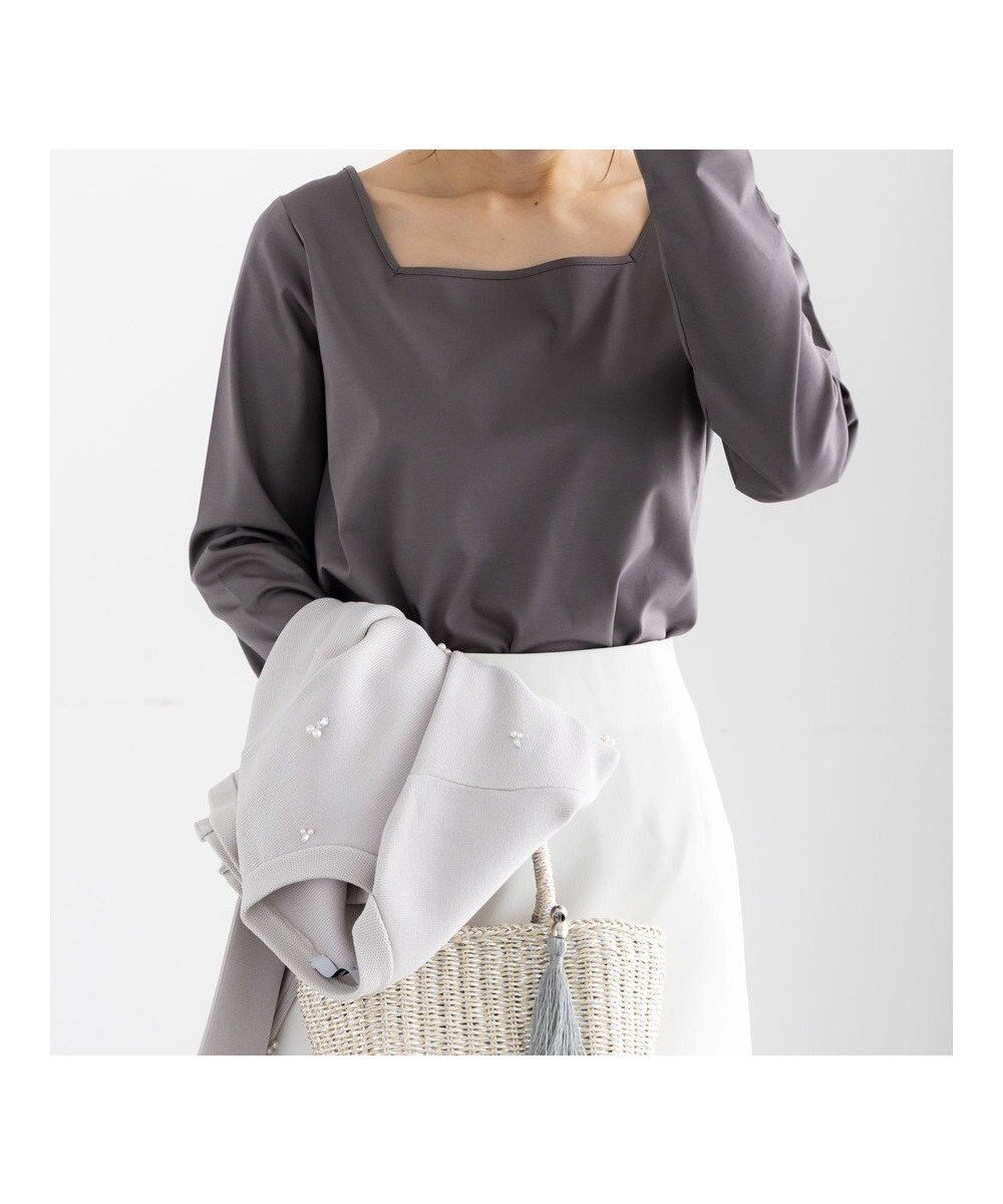 【テチチ/Te chichi】の前後2WAYネックデザインロンT《2026 spring catalog item》 インテリア・キッズ・メンズ・レディースファッション・服の通販 founy(ファニー) 　ファッション　Fashion　レディースファッション　Fashion for Women　トップス・カットソー　Cut & Sew Tops　シャツ・ブラウス・オフィスカジュアル　Elegant Blouses & Button-Ups　ロングTシャツ・Tシャツ　Longline T-Shirts & Tees　カットソー・ベーシックTシャツ　Cut-and-Sewn Tops / Stretch Tees & Basics　2026年　2026　カットソー　Cut and Sewn Top　ジャケット　Jacket, Outerwear　スクエア　Square, Square Shape　ロング　Long, Long-Length　エレガント 上品　Elegant　夏　Summer　S/S・春夏　SS, Spring/Summer, Warm Season　A/W・秋冬　Autumn/Winter　ビジネス 仕事 通勤　Business / Work / Commuting　グレー|ID: prp329100004864426 ipo3291000000036202798