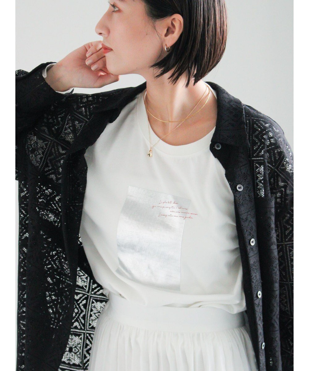 【テチチ/Te chichi】の箔プリントロングTシャツ 人気、トレンドファッション・服の通販 founy(ファニー) 　ファッション　Fashion　レディースファッション　Fashion for Women　トップス・カットソー　Cut & Sew Tops　シャツ・ブラウス・オフィスカジュアル　Elegant Blouses & Button-Ups　ロングTシャツ・Tシャツ　Longline T-Shirts & Tees　カットソー・ベーシックTシャツ　Cut-and-Sewn Tops / Stretch Tees & Basics　カットソー　Cut and Sewn Top　プリント　Print, Printed Pattern　ベーシック　Basic, Essential　ロング　Long, Long-Length　夏　Summer　S/S・春夏　SS, Spring/Summer, Warm Season　A/W・秋冬　Autumn/Winter　 other-1|ID: prp329100004864429 ipo3291000000036202843