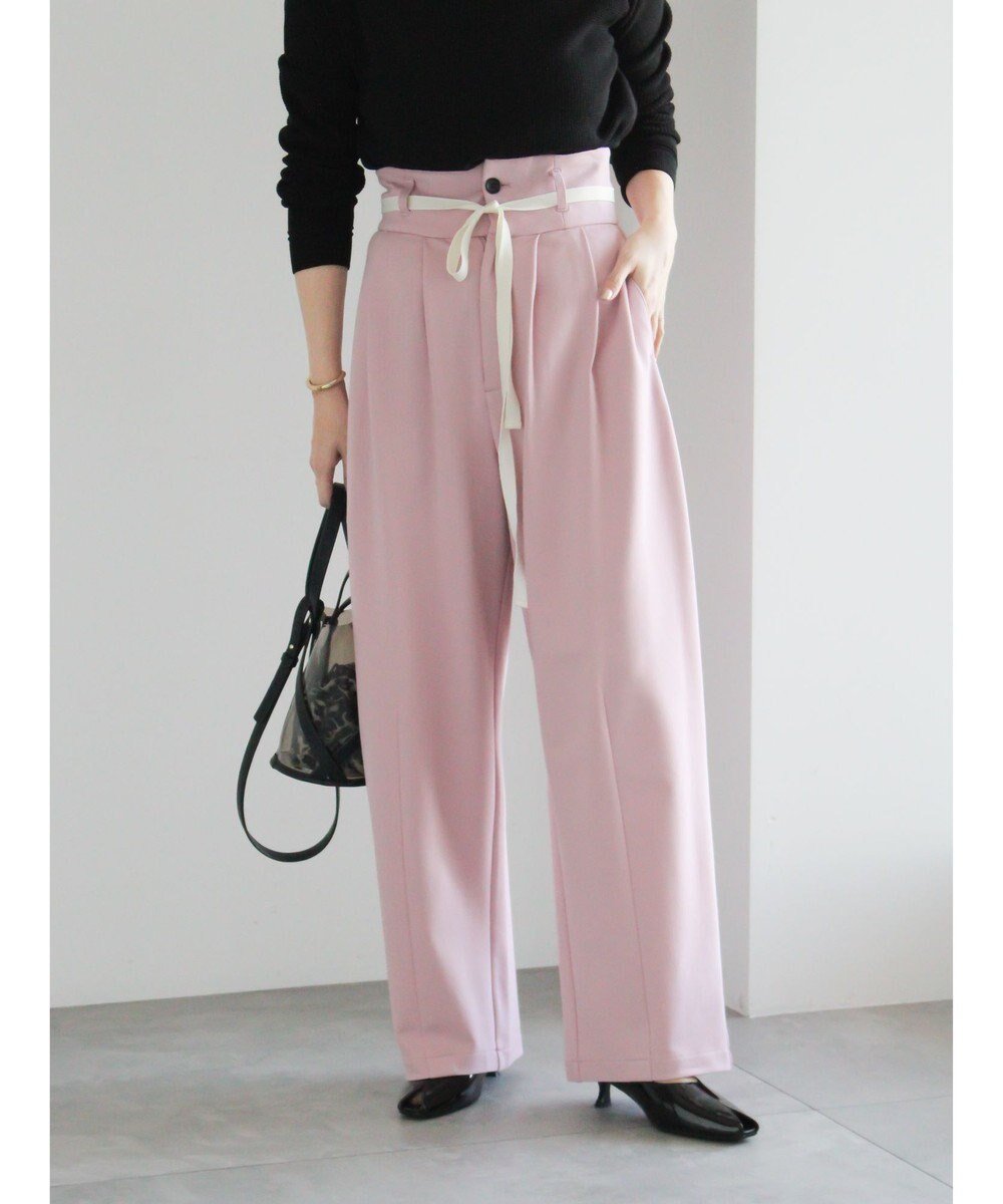 【テチチ/Te chichi】のポンチハイウエストカーブパンツ《2026 spring catalog item》 インテリア・キッズ・メンズ・レディースファッション・服の通販 founy(ファニー) 　ファッション　Fashion　レディースファッション　Fashion for Women　パンツ　Pants & Trousers　2026年　2026　おすすめ　Recommended / Our Picks　カットソー　Cut and Sewn Top　リボン　Ribbon, Bow　夏　Summer　S/S・春夏　SS, Spring/Summer, Warm Season　A/W・秋冬　Autumn/Winter　ピンク|ID: prp329100004864433 ipo3291000000036202904