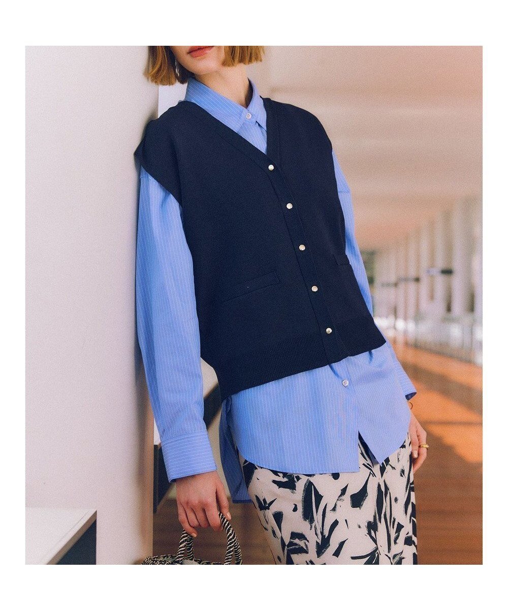 【テチチ/Te chichi】の総針ポケット付きVネックベスト《2026 spring catalog item》 インテリア・キッズ・メンズ・レディースファッション・服の通販 founy(ファニー) 　ファッション　Fashion　レディースファッション　Fashion for Women　アウター　Coat / Outerwear Collection　トップス・カットソー　Cut & Sew Tops　ニット　Knit Tops & Sweaters　ベスト&ジレ / 重ね着スタイル　Vests & Gilets　Vネックトップス　V-Neck Tops / V-Cut Neckline Shirts　2026年　2026　インナー　Innerwear　キャミソール　Camisole, Spaghetti Strap Top　セーター　Sweater, Knitwear　フロント　Front, Front Design　ベスト　Vest, Waistcoat　ポケット　Pocket, Pocket Detail　メタル　Metal, Metal Parts　リラックス　Relax, Relaxed Fit　ロング　Long, Long-Length　エレガント 上品　Elegant　夏　Summer　春　Spring　S/S・春夏　SS, Spring/Summer, Warm Season　A/W・秋冬　Autumn/Winter　ネイビー|ID: prp329100004864435 ipo3291000000036202934