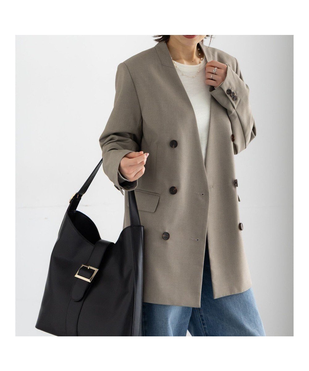 【テチチ/Te chichi】のノーカラーダブルブレストジャケット 人気、トレンドファッション・服の通販 founy(ファニー) 　ファッション　Fashion　レディースファッション　Fashion for Women　アウター　Coat / Outerwear Collection　レディースジャケット・軽アウター　Jackets　クラシカル　Classical, Vintage-Inspired　ジャケット　Jacket, Outerwear　スリット　Slit, Slit Detail　ダブル　Double, Double-Breasted　ツイル　Twist, Twisted Detail　トレンド　Trend, Trending Now　バランス　Balance, Style Balance　フェミニン　Feminine, Girly　フレア　Flare, Flared　エレガント 上品　Elegant　夏　Summer　S/S・春夏　SS, Spring/Summer, Warm Season　A/W・秋冬　Autumn/Winter　ビジネス 仕事 通勤　Business / Work / Commuting　 other-1|ID: prp329100004864441 ipo3291000000036203027