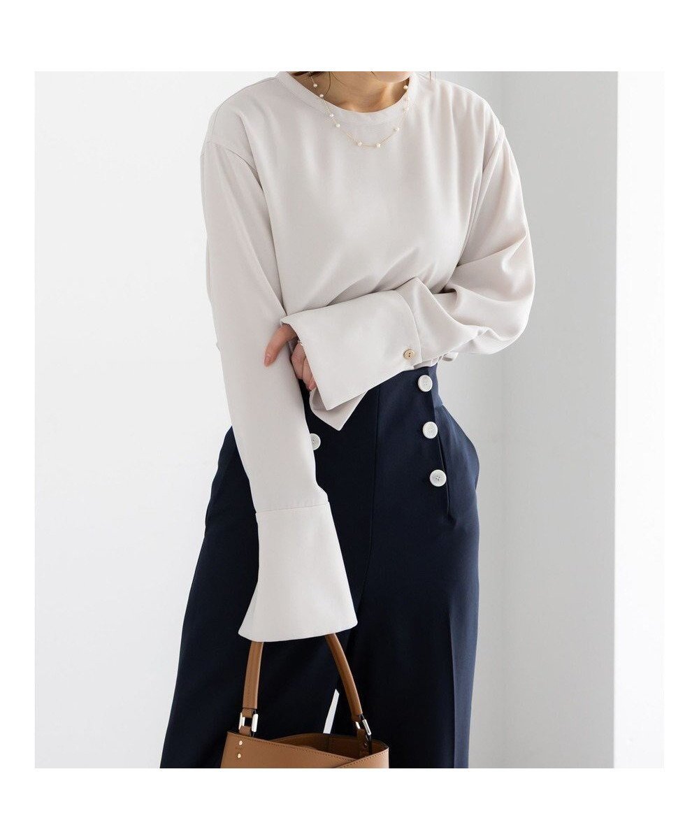 【テチチ/Te chichi】のジョーゼットTブラウス インテリア・キッズ・メンズ・レディースファッション・服の通販 founy(ファニー) 　ファッション　Fashion　レディースファッション　Fashion for Women　トップス・カットソー　Cut & Sew Tops　シャツ・ブラウス・オフィスカジュアル　Elegant Blouses & Button-Ups　おすすめ　Recommended / Our Picks　カフス　Cuff Design　ジョーゼット　Georgette, Semi-Sheer Fabric　スラックス　Slacks, Dress Pants　デニム　Denim, Jeans Material　バランス　Balance, Style Balance　エレガント 上品　Elegant　夏　Summer　S/S・春夏　SS, Spring/Summer, Warm Season　A/W・秋冬　Autumn/Winter　ベージュ|ID: prp329100004864443 ipo3291000000036203059