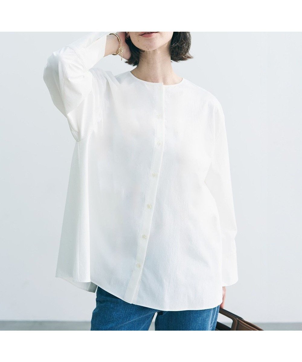 【アンフィーロ 自由区/UNFILO】の【WEB限定カラー】バックリボン イージーケアシャツ インテリア・キッズ・メンズ・レディースファッション・服の通販 founy(ファニー) 　ファッション　Fashion　レディースファッション　Fashion for Women　トップス・カットソー　Cut & Sew Tops　シャツ・ブラウス・オフィスカジュアル　Elegant Blouses & Button-Ups　春　Spring　ストレッチ　Stretch, Stretchy Fabric　スリーブ　Sleeve, Long Sleeve / Short Sleeve　ダブル　Double, Double-Breasted　ビンテージ　Vintage, Retro Style　リボン　Ribbon, Bow　ワイド　Wide, Wide Fit　S/S・春夏　SS, Spring/Summer, Warm Season　夏　Summer　オフ|ID: prp329100004864451 ipo3291000000036203198