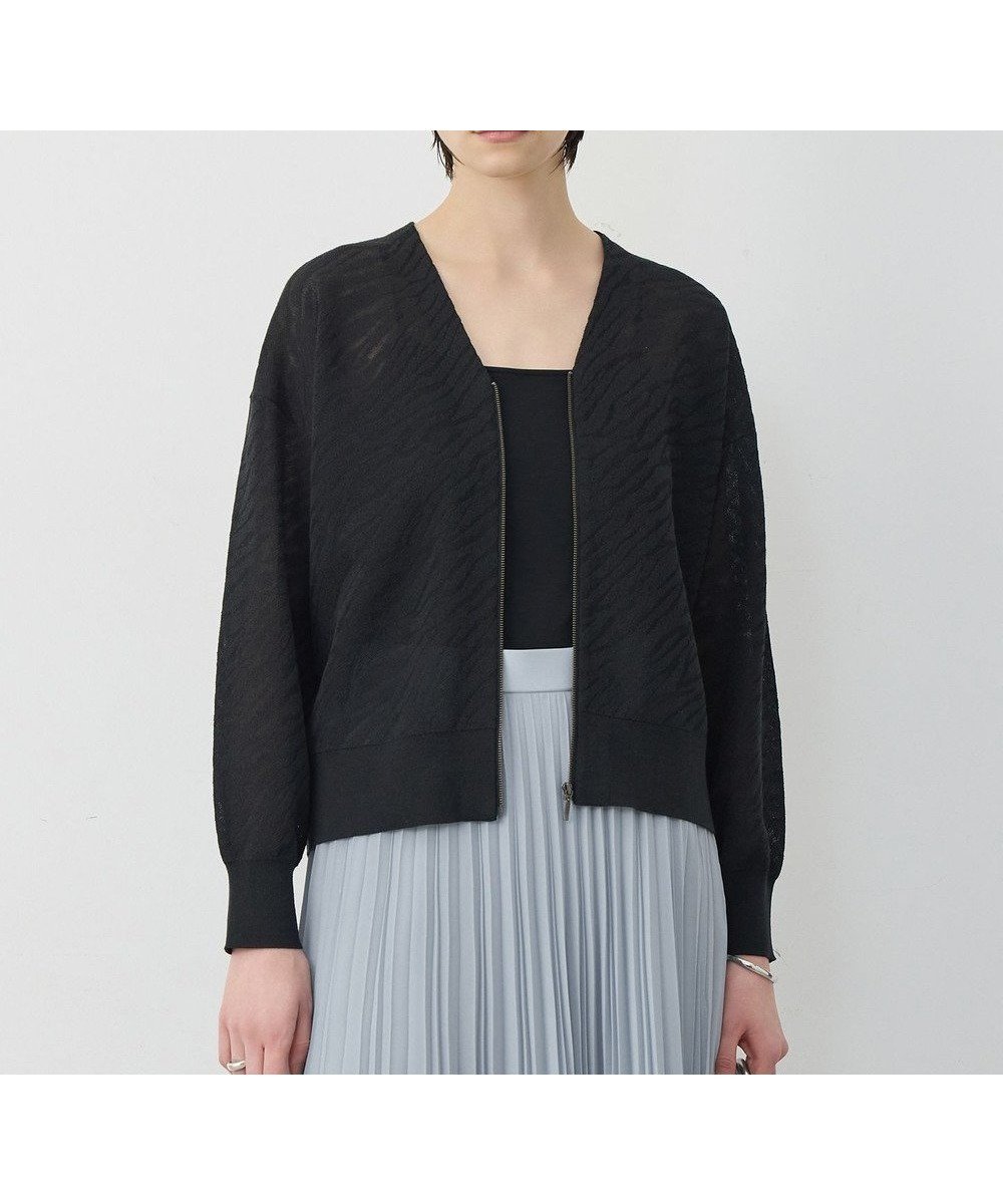 【アイシービー/iCB】のシアージャカード ニットブルゾン インテリア・キッズ・メンズ・レディースファッション・服の通販 founy(ファニー) 　ファッション　Fashion　レディースファッション　Fashion for Women　アウター　Coat / Outerwear Collection　レディースジャケット・軽アウター　Jackets　ブルゾンジャケット・スポーティアウター　Blouson Jackets　春　Spring　洗える　Machine Washable　シンプル　Simple, Minimal　ジップ　Zip, Zipper　ジャケット　Jacket, Outerwear　デコルテ　Décolleté, Neckline　ブルゾン　Blouson, Bomber Jacket　羽織　Haori, Light Jacket　リネン　Linen, Linen Fabric　S/S・春夏　SS, Spring/Summer, Warm Season　夏　Summer　2026年　2026　ブラック|ID: prp329100004864461 ipo3291000000036203351