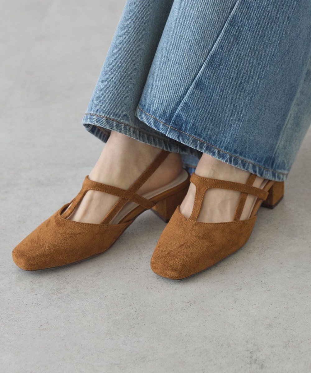 【アメリカンホリック/AMERICAN HOLIC】のTストラップスクエアパンプス インテリア・キッズ・メンズ・レディースファッション・服の通販 founy(ファニー) 　ファッション　Fashion　レディースファッション　Fashion for Women　アメリカン　American Style　シンプル　Simple, Minimal　スタイリッシュ　Stylish, Fashionable　デニム　Denim, Jeans Material　フィット　Fit, Slim Fit　ラップ　Wrap, Wrap Design　エレガント 上品　Elegant　Brown|ID: prp329100004864466 ipo3291000000036203427