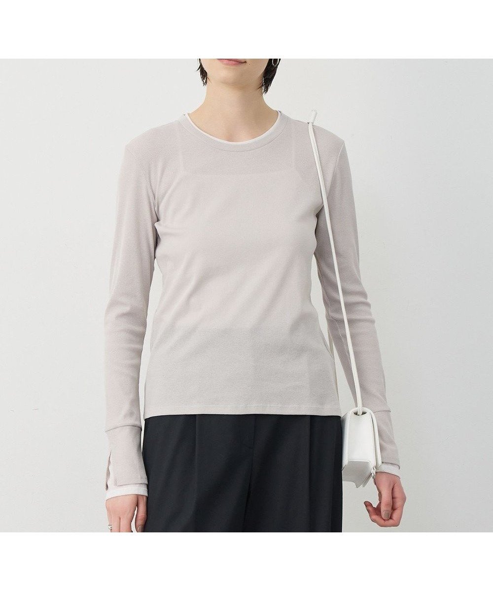 【アイシービー/iCB】のセミシアーテレコ レイヤード風カットソー インテリア・キッズ・メンズ・レディースファッション・服の通販 founy(ファニー) 　ファッション　Fashion　レディースファッション　Fashion for Women　トップス・カットソー　Cut & Sew Tops　シャツ・ブラウス・オフィスカジュアル　Elegant Blouses & Button-Ups　ロングTシャツ・Tシャツ　Longline T-Shirts & Tees　カットソー・ベーシックTシャツ　Cut-and-Sewn Tops / Stretch Tees & Basics　春　Spring　カットソー　Cut and Sewn Top　シアー　Sheer, See-Through　ジャケット　Jacket, Outerwear　スリット　Slit, Slit Detail　テレコ　Ribbed, Rib Stitch　ブルゾン　Blouson, Bomber Jacket　S/S・春夏　SS, Spring/Summer, Warm Season　おすすめ　Recommended / Our Picks　夏　Summer　2026年　2026　トープ|ID: prp329100004864477 ipo3291000000036203562