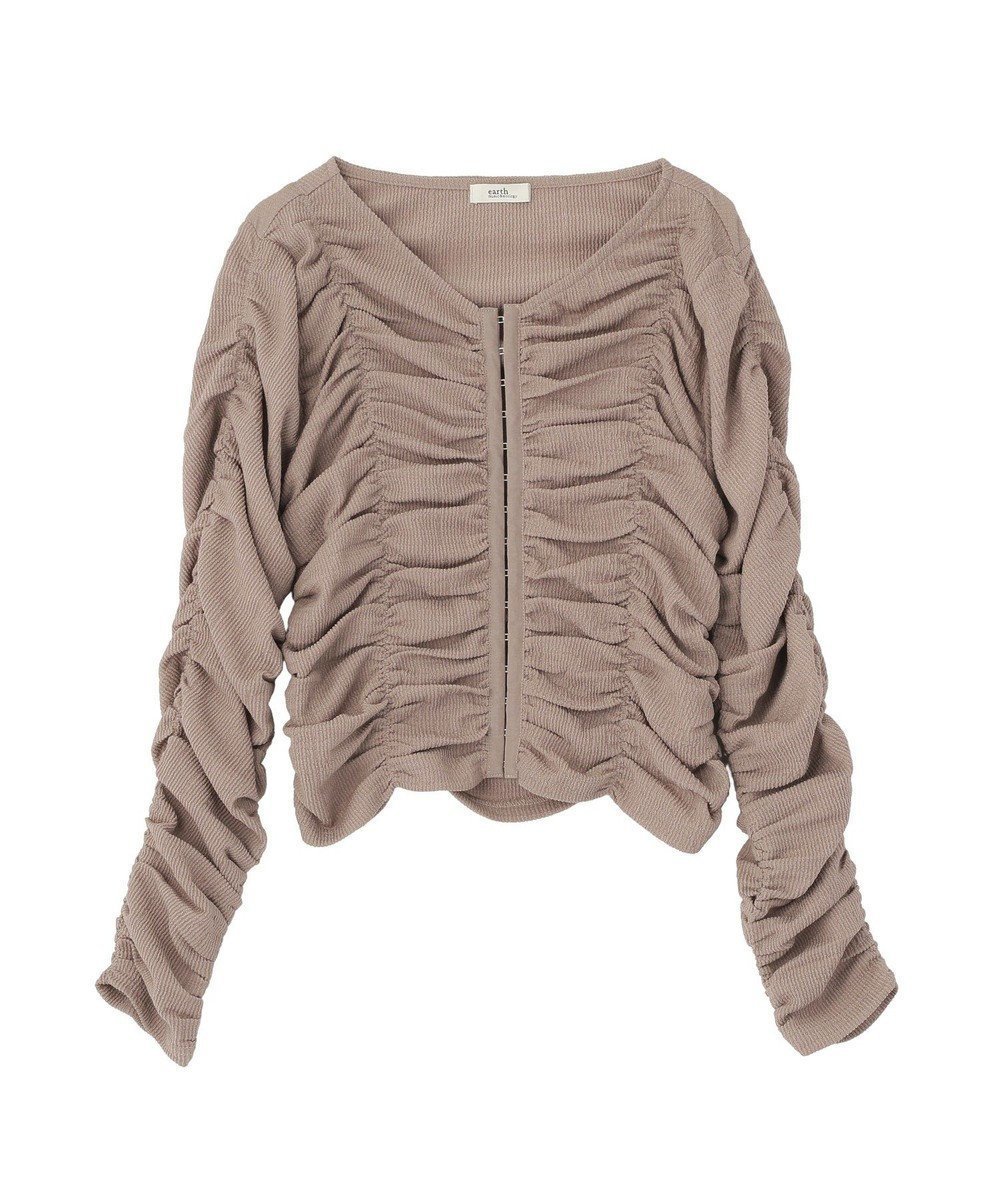 【アースミュージックアンドエコロジー/earth music&ecology】のフロントホックシャーリングトップス インテリア・キッズ・メンズ・レディースファッション・服の通販 founy(ファニー) 　ファッション　Fashion　レディースファッション　Fashion for Women　トップス・カットソー　Cut & Sew Tops　カーディガン・羽織り　Layered Style Cardigans　インナー　Innerwear　カーディガン　Cardigan, Knitwear　シャーリング　Shirring, Ruched　シンプル　Simple, Minimal　ジャケット　Jacket, Outerwear　フィット　Fit, Slim Fit　フロント　Front, Front Design　ボトム　Bottoms, Lower Wear　ポケット　Pocket, Pocket Detail　ランジェリー　Lingerie, Intimate Wear　エレガント 上品　Elegant　夏　Summer　春　Spring　S/S・春夏　SS, Spring/Summer, Warm Season　Mocha|ID: prp329100004864481 ipo3291000000036203628