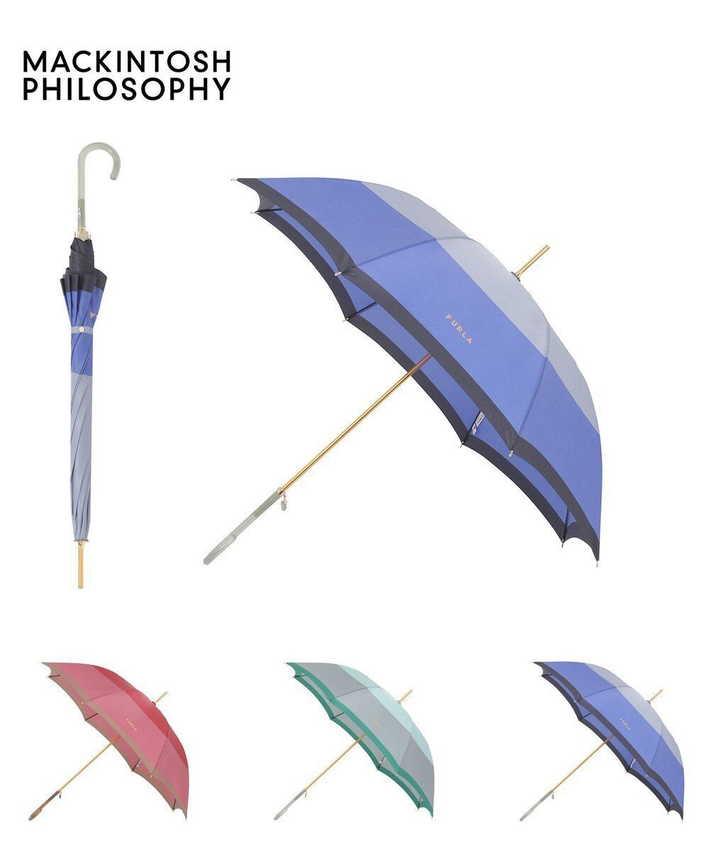 【ムーンバット/MOONBAT】のFURLA(フルラ) カラーボーダー 雨傘 長傘 大きめ 耐風 60cm 日本製 インテリア・キッズ・メンズ・レディースファッション・服の通販 founy(ファニー) 　ファッション　Fashion　レディースファッション　Fashion for Women　レイングッズ・傘・晴雨兼用傘　Umbrellas & Rain Gear　イタリア　Italy　エレガント 上品　Elegant　コレクション　Collection, Seasonal Line　チャーム　Charm, Pendant　パターン　Pattern, Design Print　ボーダー　Border, Stripe　傘　Umbrella, Parasol　日本製　Made In Japan　サックスブルー|ID: prp329100004864491 ipo3291000000036203776