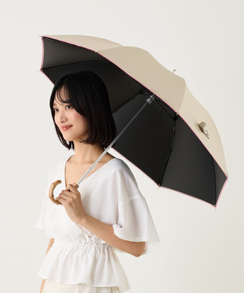 【アトレナ/ATRENA】の体感-10℃コカゲル晴雨兼用 スライド式ロングアンブレラ インテリア・キッズ・メンズ・レディースファッション・服の通販 founy(ファニー) ファッション Fashion レディースファッション Fashion for Women レイングッズ・傘・晴雨兼用傘 Umbrellas & Rain Gear コンパクト Compact, Small Size 傘 Umbrella, Parasol 帽子 Hat, Headwear ベージュ×ピンク|ID: prp329100004864563 ipo3291000000036204030