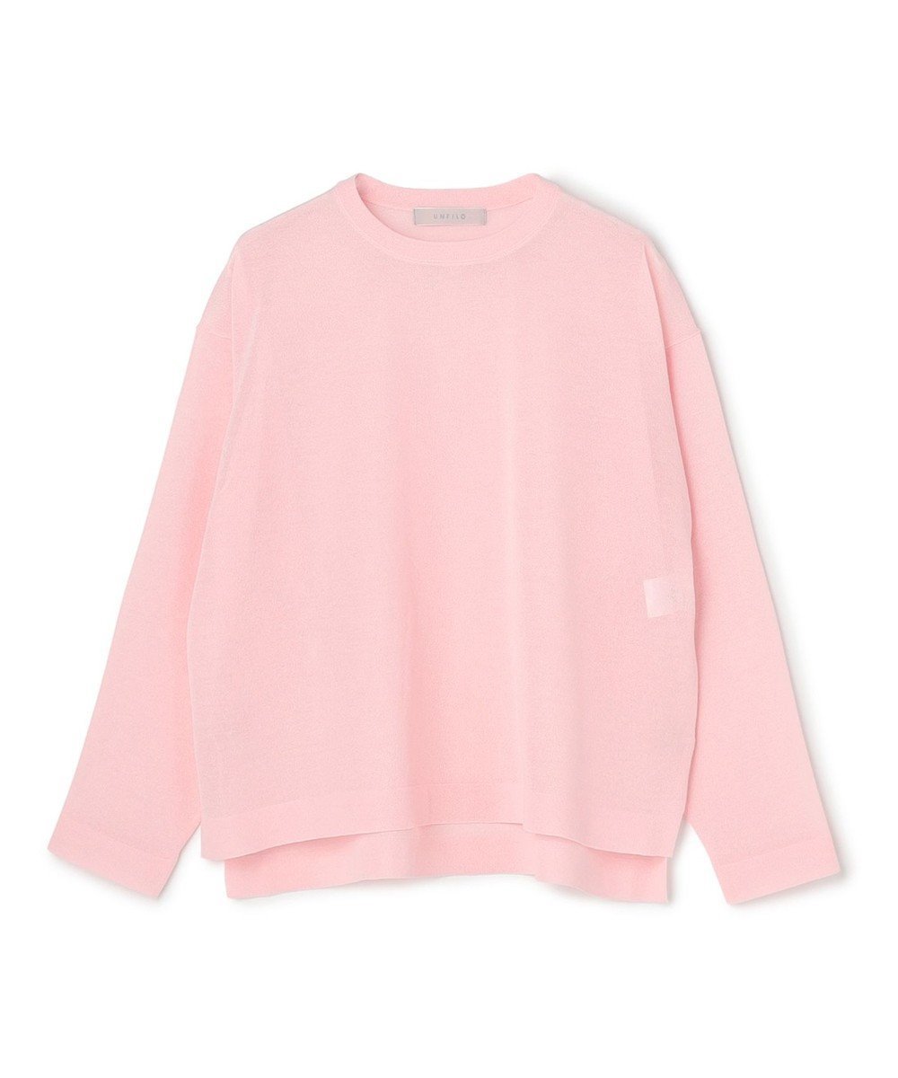 【アンフィーロ 自由区/UNFILO】のシアーフォルムニット クルーネック インテリア・キッズ・メンズ・レディースファッション・服の通販 founy(ファニー) 　ファッション　Fashion　レディースファッション　Fashion for Women　トップス・カットソー　Cut & Sew Tops　ニット　Knit Tops & Sweaters　ウォッシャブル　Machine Washable　シアー　Sheer, See-Through　スリット　Slit, Slit Detail　セーター　Sweater, Knitwear　ヘムライン　Hemline, Bottom Cut　リラックス　Relax, Relaxed Fit　夏　Summer　抗菌　Antibacterial, Bacteria-Resistant　春　Spring　S/S・春夏　SS, Spring/Summer, Warm Season　ピンク|ID: prp329100004866155 ipo3291000000036223879