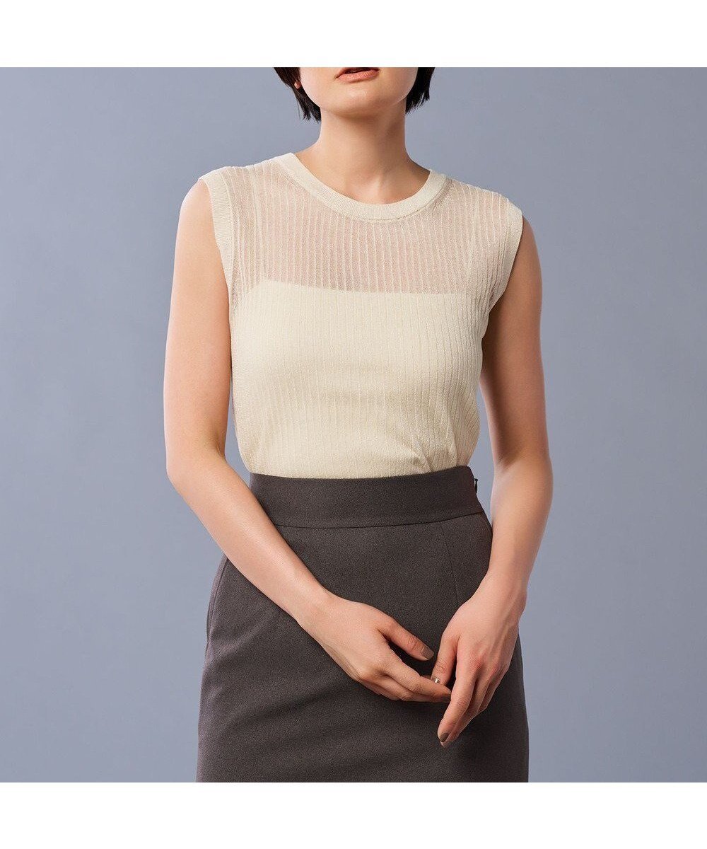 【アンクレイヴ/uncrave】のシアー リブ ノースリーブ ニット(uncrave STANDARD) インテリア・キッズ・メンズ・レディースファッション・服の通販 founy(ファニー) 　ファッション　Fashion　レディースファッション　Fashion for Women　トップス・カットソー　Cut & Sew Tops　ニット　Knit Tops & Sweaters　キャミソール&ノースリーブ　Camisoles & Sleeveless Tops　インナー　Innerwear　カーディガン　Cardigan, Knitwear　コンパクト　Compact, Small Size　シアー　Sheer, See-Through　セーター　Sweater, Knitwear　ノースリーブ　Sleeveless, No-Sleeve　A/W・秋冬　Autumn/Winter　S/S・春夏　SS, Spring/Summer, Warm Season　夏　Summer　ベージュ|ID: prp329100004866159 ipo3291000000036223991
