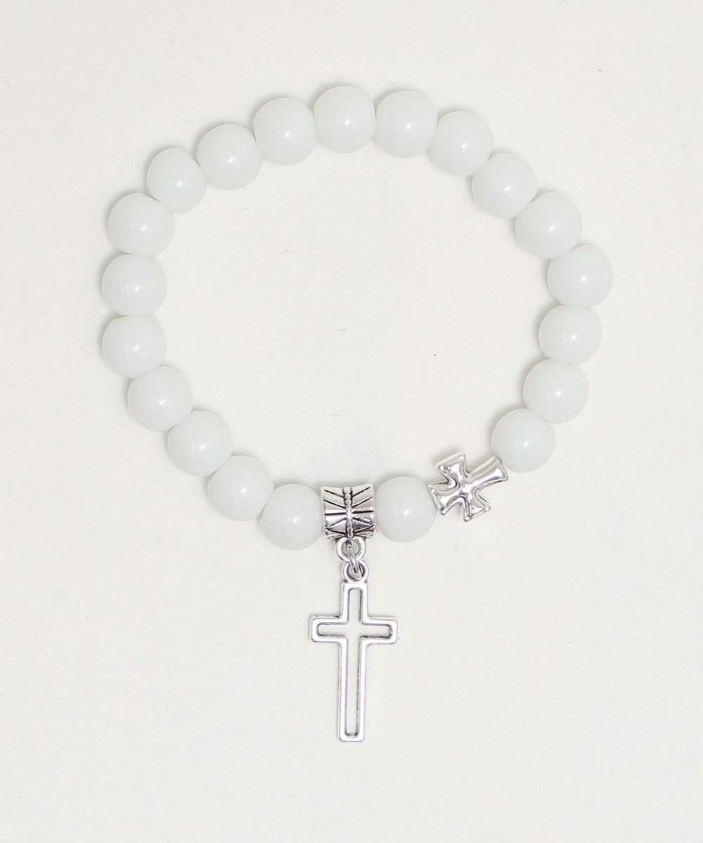 【ウィゴー/WEGO】のLクロスモチーフビーズブレス インテリア・キッズ・メンズ・レディースファッション・服の通販 founy(ファニー) 　ファッション　Fashion　レディースファッション　Fashion for Women　ジュエリー　Jewelry　チェーン＆カフブレスレット　Cuff & Chain Bracelets　おすすめ　Recommended / Our Picks　アクセサリー　Fashion Accessories　スマホ　Smartphone, Mobile Device　ブレスレット　Bracelet, Wristband　ホワイト|ID: prp329100004866179 ipo3291000000036224272