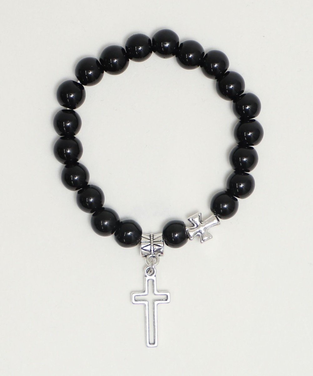【ウィゴー/WEGO】のLクロスモチーフビーズブレス インテリア・キッズ・メンズ・レディースファッション・服の通販 founy(ファニー) 　ファッション　Fashion　レディースファッション　Fashion for Women　ジュエリー　Jewelry　チェーン＆カフブレスレット　Cuff & Chain Bracelets　おすすめ　Recommended / Our Picks　アクセサリー　Fashion Accessories　スマホ　Smartphone, Mobile Device　ブレスレット　Bracelet, Wristband　ブラック|ID: prp329100004866179 ipo3291000000036224274
