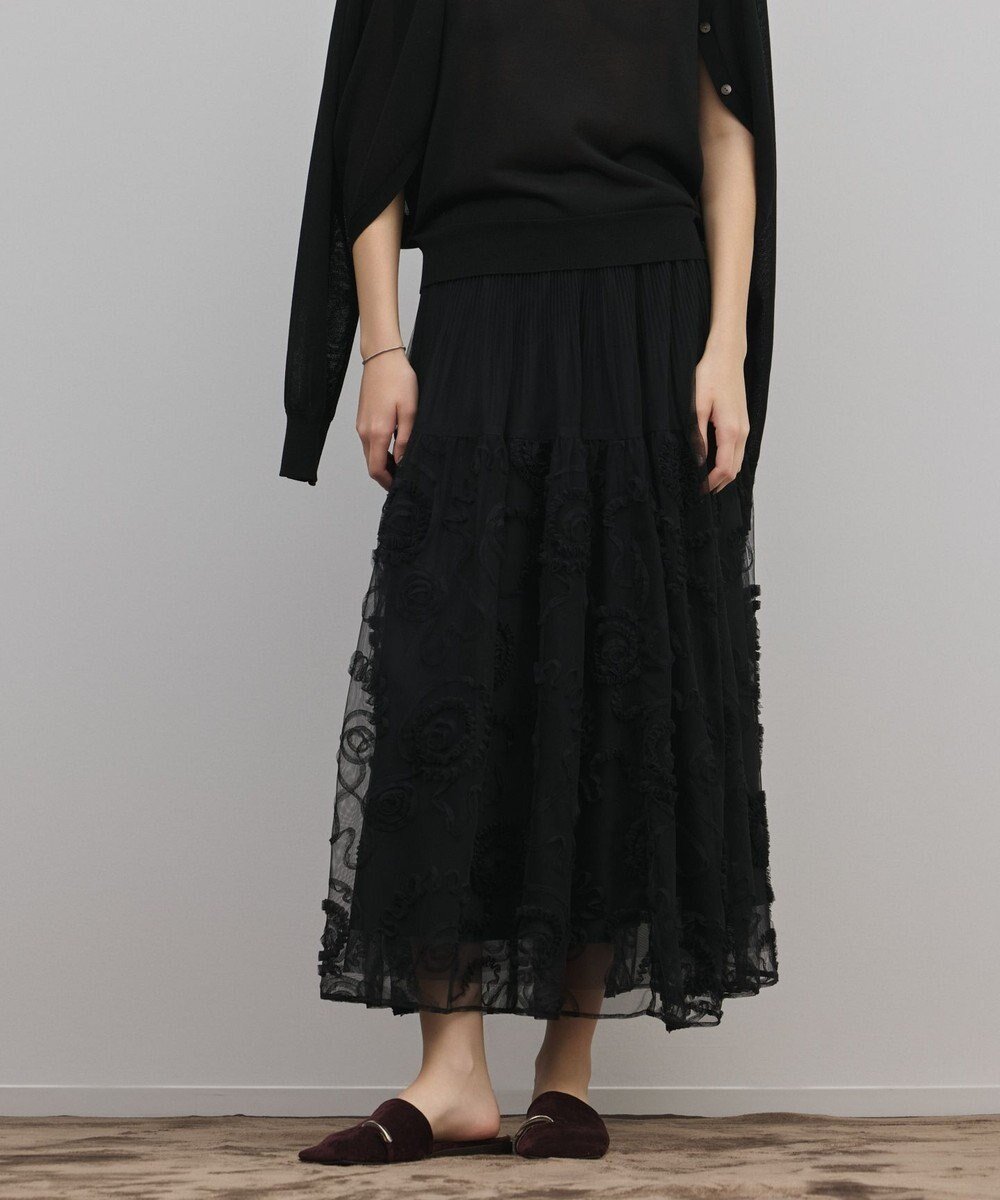 【グレース コンチネンタル/GRACE CONTINENTAL】の刺繍チュールスカート インテリア・キッズ・メンズ・レディースファッション・服の通販 founy(ファニー) 　ファッション　Fashion　レディースファッション　Fashion for Women　スカート　Skirts　チュール　Tulip, Tulip Motif　プリーツ　Pleats, Pleated　夏　Summer　春　Spring　S/S・春夏　SS, Spring/Summer, Warm Season　ブラック|ID: prp329100004866195 ipo3291000000036224464