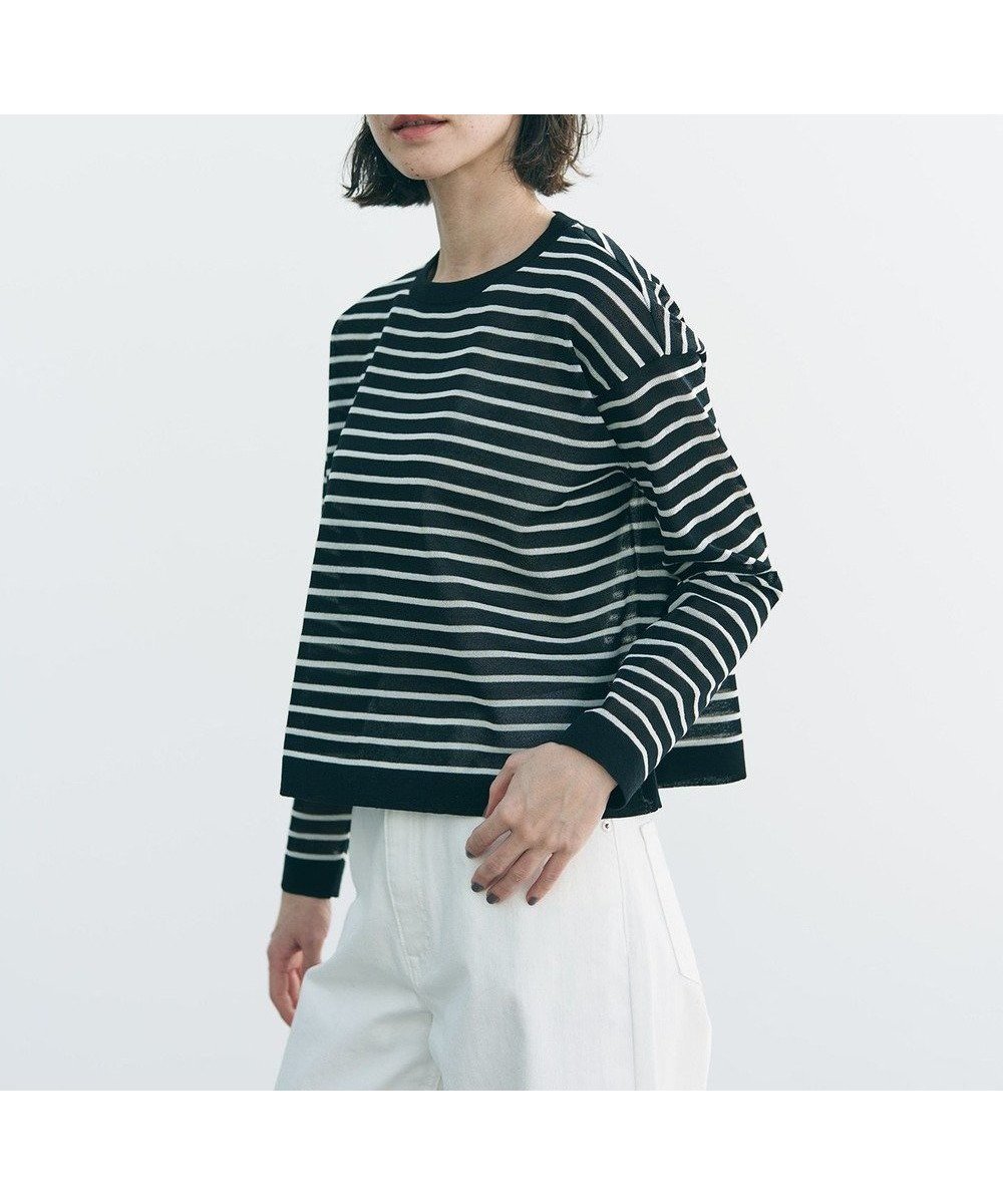 【アンフィーロ 自由区/UNFILO】のシアーフォルムニット ボーダー 人気、トレンドファッション・服の通販 founy(ファニー) 　ファッション　Fashion　レディースファッション　Fashion for Women　トップス・カットソー　Cut & Sew Tops　ニット　Knit Tops & Sweaters　ウォッシャブル　Machine Washable　シアー　Sheer, See-Through　セーター　Sweater, Knitwear　フォルム　Silhouette, Form　ボーダー　Border, Stripe　夏　Summer　抗菌　Antibacterial, Bacteria-Resistant　春　Spring　S/S・春夏　SS, Spring/Summer, Warm Season　 other-1|ID: prp329100004866238 ipo3291000000036225013