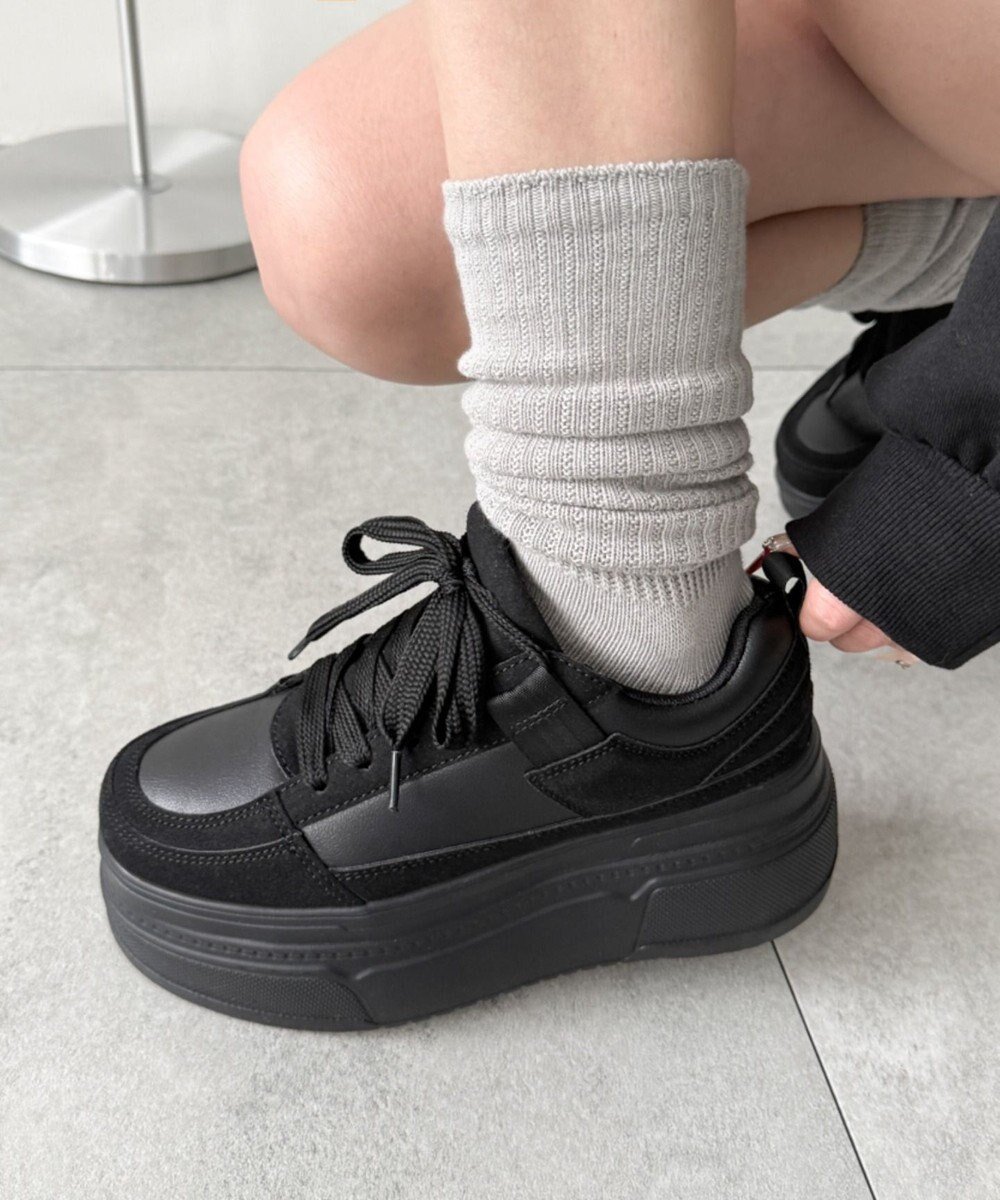 【ウィゴー/WEGO】の厚底ワイドシューレーススニーカー インテリア・キッズ・メンズ・レディースファッション・服の通販 founy(ファニー) ファッション Fashion レディースファッション Fashion for Women スニーカー Sneakers, Trainers スマホ Smartphone, Mobile Device トレンド Trend, Trending Now 厚底 Platform Shoes ブラック|ID: prp329100004866408 ipo3291000000036241700