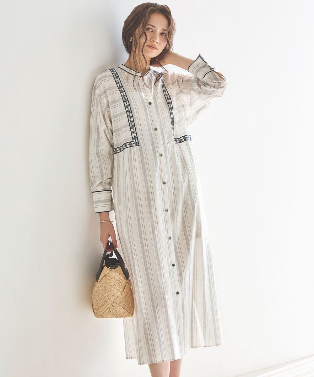 【23区/NIJYUSANKU】の【SLOW/一部店舗限定】ストライプエンブロイダリー ワンピース 人気、トレンドファッション・服の通販 founy(ファニー) ファッション Fashion レディースファッション Fashion for Women ワンピース Dresses 春 Spring シンプル Simple, Minimal ストライプ Stripe, Striped Pattern デニム Denim, Jeans Material トレンド Trend, Trending Now ペチコート Petticoat, Underskirt リネン Linen, Linen Fabric リラックス Relax, Relaxed Fit S/S・春夏 SS, Spring/Summer, Warm Season 夏 Summer 2026年 2026 other-1|ID: prp329100004866420 ipo3291000000036241847