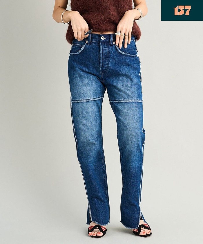 【ウォードブルー/WOADBLUE】の【157】SLIT STRAIGHT REMAKE PANTS デニムパンツ インテリア・キッズ・メンズ・レディースファッション・服の通販 founy(ファニー) https://founy.com/ ファッション Fashion レディースファッション Fashion for Women パンツ Pants & Trousers デニムパンツ・ジーンズ・美脚デニム Denim Jeans & Pants シンプル Simple, Minimal ストレート Straight, Straight Cut デニム Denim, Jeans Material 定番 Standard, Basic Item パターン Pattern, Design Print フリンジ Fringe, Tassel モダン Modern, Contemporary リメイク Remake, Reconstructed A/W・秋冬 Autumn/Winter S/S・春夏 SS, Spring/Summer, Warm Season 夏 Summer |ID: prp329100004866432 ipo3291000000036241988