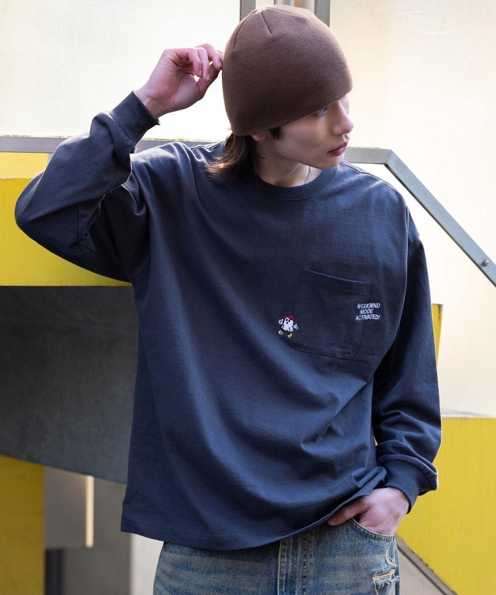 【ウィゴー/WEGO / MEN】のポケット刺繍BIG T(長袖) インテリア・キッズ・メンズ・レディースファッション・服の通販 founy(ファニー) 　ファッション　Fashion　メンズファッション　Fashion for Men　トップス・カットソー　Cut & Sew Tops　メンズシャツ　Shirts　インナー　Innerwear　春　Spring　秋　Autumn　カットソー　Cut and Sewn Top　カーゴパンツ　Cargo Pants, Utility Pants　シンプル　Simple, Minimal　スマホ　Smartphone, Mobile Device　デニム　Denim, Jeans Material　長袖　Long Sleeve, Full Sleeve　ベーシック　Basic, Essential　ポケット　Pocket, Pocket Detail　ルーズ　Loose, Oversized　ワイド　Wide, Wide Fit　ワンポイント　One Point, Statement Accent　A/W・秋冬　Autumn/Winter　S/S・春夏　SS, Spring/Summer, Warm Season　おすすめ　Recommended / Our Picks　夏　Summer　スミクロ|ID: prp329100004866464 ipo3291000000036242446