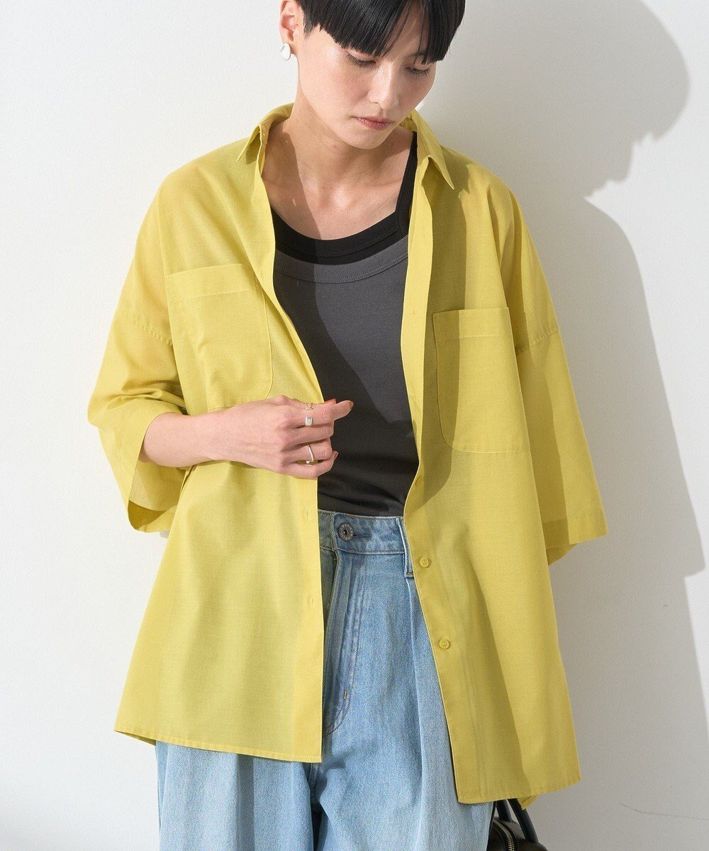 【アメリカンホリック/AMERICAN HOLIC】のイージーケア+接触冷感Wポケットオーバーシャツ インテリア・キッズ・メンズ・レディースファッション・服の通販 founy(ファニー) ファッション Fashion レディースファッション Fashion for Women トップス・カットソー Cut & Sew Tops シャツ・ブラウス・オフィスカジュアル Elegant Blouses & Button-Ups おすすめ Recommended / Our Picks インナー Innerwear スリット Slit, Slit Detail ボックス Boxy, Box Shape ポケット Pocket, Pocket Detail 夏 Summer 春 Spring S/S・春夏 SS, Spring/Summer, Warm Season Yellow|ID: prp329100004866503 ipo3291000000036243623