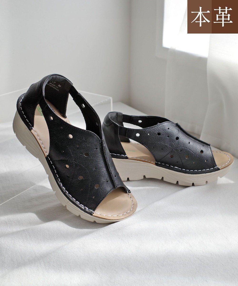 【ポインター/Pointer】の本革 超軽量厚底パンチングサンダル インテリア・キッズ・メンズ・レディースファッション・服の通販 founy(ファニー) ファッション Fashion レディースファッション Fashion for Women 厚底 Platform Shoes 春 Spring クッション Cushion, Throw Pillow 軽量 Lightweight, Ultra Light サンダル Sandals, Summer Shoes スリット Slit, Slit Detail S/S・春夏 SS, Spring/Summer, Warm Season 夏 Summer ブラック|ID: prp329100004866509 ipo3291000000036243729