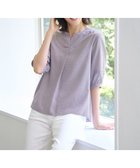 【ジェイ プレス/J.PRESS】の【洗える】ウォッシャブルキュプラツイル キーネック ブラウス パープルチェック系|ID: prp329100004866511 ipo3291000000036243781