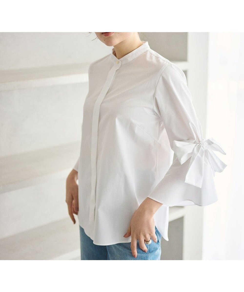 【ハッシュニュアンス/#Newans】の【洗濯機可能/シワになりにくい】リボンカフスブラウス 人気、トレンドファッション・服の通販 founy(ファニー) 　ファッション　Fashion　レディースファッション　Fashion for Women　トップス・カットソー　Cut & Sew Tops　シャツ・ブラウス・オフィスカジュアル　Elegant Blouses & Button-Ups　新作・新入荷　New Arrivals / New In　エレガント 上品　Elegant　カフス　Cuff Design　コンパクト　Compact, Small Size　フレア　Flare, Flared　リボン　Ribbon, Bow　夏　Summer　春　Spring　S/S・春夏　SS, Spring/Summer, Warm Season　洗える　Machine Washable　 other-1|ID: prp329100004866512 ipo3291000000036243821