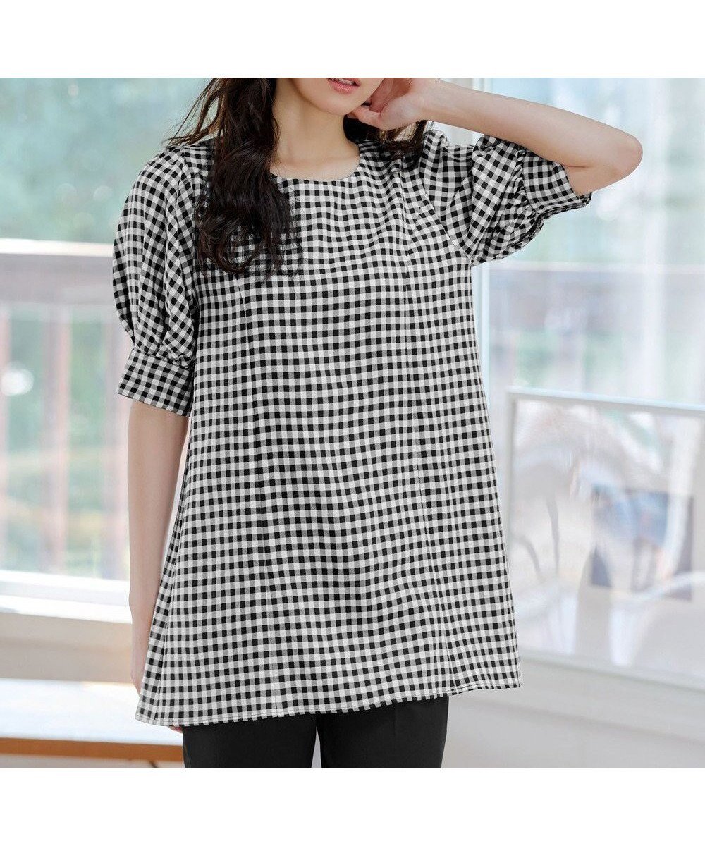 【ティアクラッセ/Tiaclasse】の【小倉優子さん着用】 パフスリーブチュニックブラウス インテリア・キッズ・メンズ・レディースファッション・服の通販 founy(ファニー) ファッション Fashion レディースファッション Fashion for Women トップス・カットソー Cut & Sew Tops シャツ・ブラウス・オフィスカジュアル Elegant Blouses & Button-Ups アクセサリー Fashion Accessories ウォッシャブル Machine Washable 春 Spring 洗える Machine Washable カーディガン Cardigan, Knitwear シンプル Simple, Minimal チュニック Tunic, Long Top 長袖 Long Sleeve, Full Sleeve フェミニン Feminine, Girly 無地 Plain, Solid Color ラウンド Round, Round Neck S/S・春夏 SS, Spring/Summer, Warm Season 再入荷 Restock / Back in Stock 夏 Summer エレガント 上品 Elegant 新作・新入荷 New Arrivals / New In ブラックチェック|ID: prp329100004866522 ipo3291000000036244072