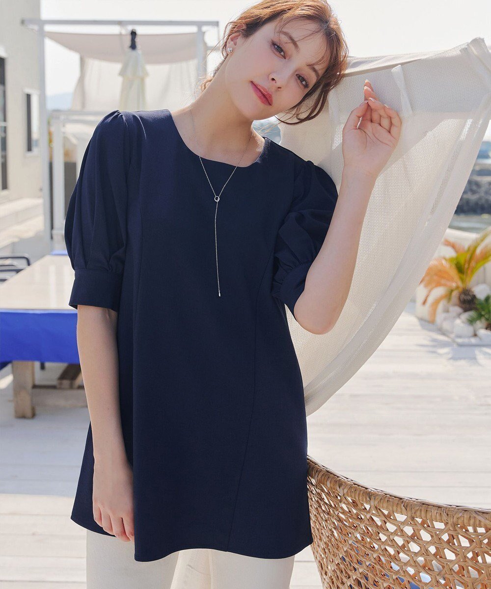 【ティアクラッセ/Tiaclasse】の【小倉優子さん着用】 パフスリーブチュニックブラウス インテリア・キッズ・メンズ・レディースファッション・服の通販 founy(ファニー) ファッション Fashion レディースファッション Fashion for Women トップス・カットソー Cut & Sew Tops シャツ・ブラウス・オフィスカジュアル Elegant Blouses & Button-Ups アクセサリー Fashion Accessories ウォッシャブル Machine Washable 春 Spring 洗える Machine Washable カーディガン Cardigan, Knitwear シンプル Simple, Minimal チュニック Tunic, Long Top 長袖 Long Sleeve, Full Sleeve フェミニン Feminine, Girly 無地 Plain, Solid Color ラウンド Round, Round Neck S/S・春夏 SS, Spring/Summer, Warm Season 再入荷 Restock / Back in Stock 夏 Summer エレガント 上品 Elegant 新作・新入荷 New Arrivals / New In ネイビー|ID: prp329100004866522 ipo3291000000036244081