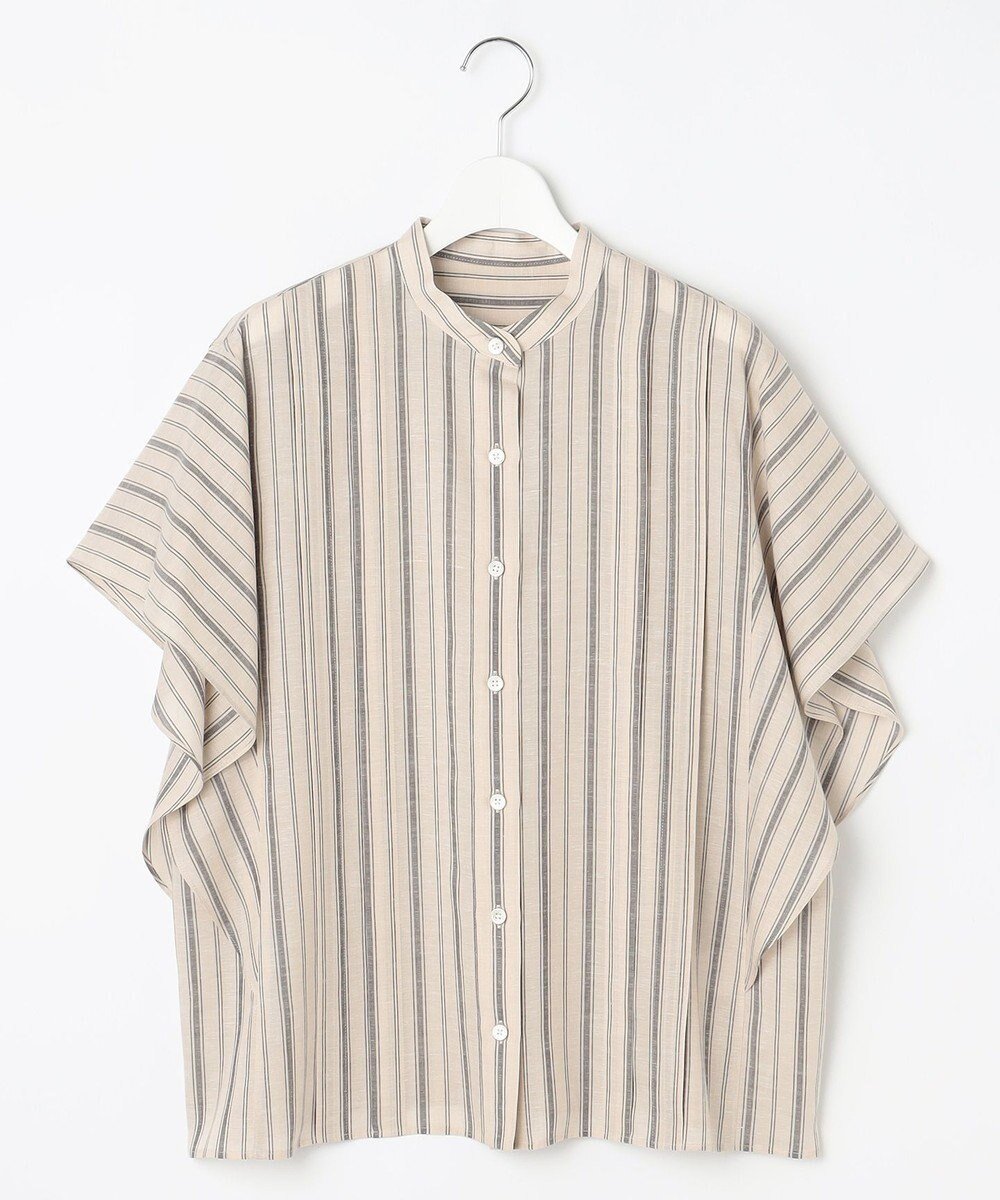 【自由区/JIYU-KU】の【接触冷感・吸水速乾・洗える】ナチュラルリネンフレア袖 シャツ インテリア・キッズ・メンズ・レディースファッション・服の通販 founy(ファニー) ファッション Fashion レディースファッション Fashion for Women トップス・カットソー Cut & Sew Tops シャツ・ブラウス・オフィスカジュアル Elegant Blouses & Button-Ups シンプル Simple, Minimal ドレープ Drape, Draping Fabric フェミニン Feminine, Girly フレア Flare, Flared リネン Linen, Linen Fabric 吸水 Absorbent, Quick-Dry 夏 Summer 春 Spring S/S・春夏 SS, Spring/Summer, Warm Season 洗える Machine Washable ベージュ×スレート|ID: prp329100004866569 ipo3291000000036245643