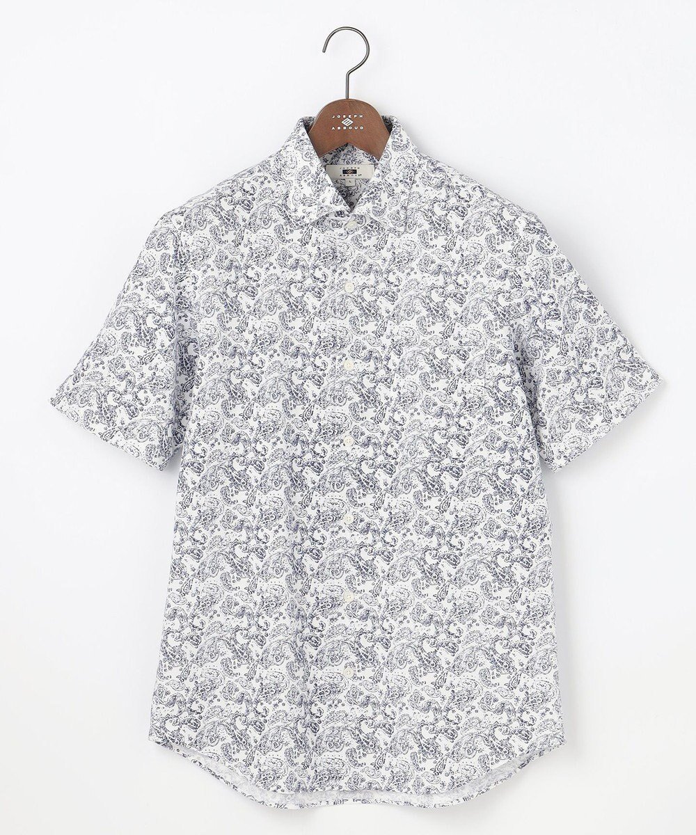 【ジョセフ アブード/JOSEPH ABBOUD / MEN】の【日本製ジャージー使用・清涼感・イージーケア】シャンブレー ペイズリープリント シャツ インテリア・キッズ・メンズ・レディースファッション・服の通販 founy(ファニー) 　ファッション　Fashion　メンズファッション　Fashion for Men　トップス・カットソー　Cut & Sew Tops　メンズシャツ　Shirts　インナー　Innerwear　春　Spring　鹿の子　Piqué, Kanoko Fabric　シャンブレー　Chambray, Denim-Like Fabric　ショート　Short, Short Length　ジャケット　Jacket, Outerwear　スマート　Smart, Elegant　ダウン　Down, Puffer　デニム　Denim, Jeans Material　ファブリック　Fabric, Textile　プリント　Print, Printed Pattern　ペイズリー　Paisley, Ethnic Pattern　半袖　Short Sleeve, Half Sleeve　S/S・春夏　SS, Spring/Summer, Warm Season　おすすめ　Recommended / Our Picks　日本製　Made In Japan　夏　Summer　ビジネス 仕事 通勤　Business / Work / Commuting　ホワイト系7|ID: prp329100004866813 ipo3291000000036250281