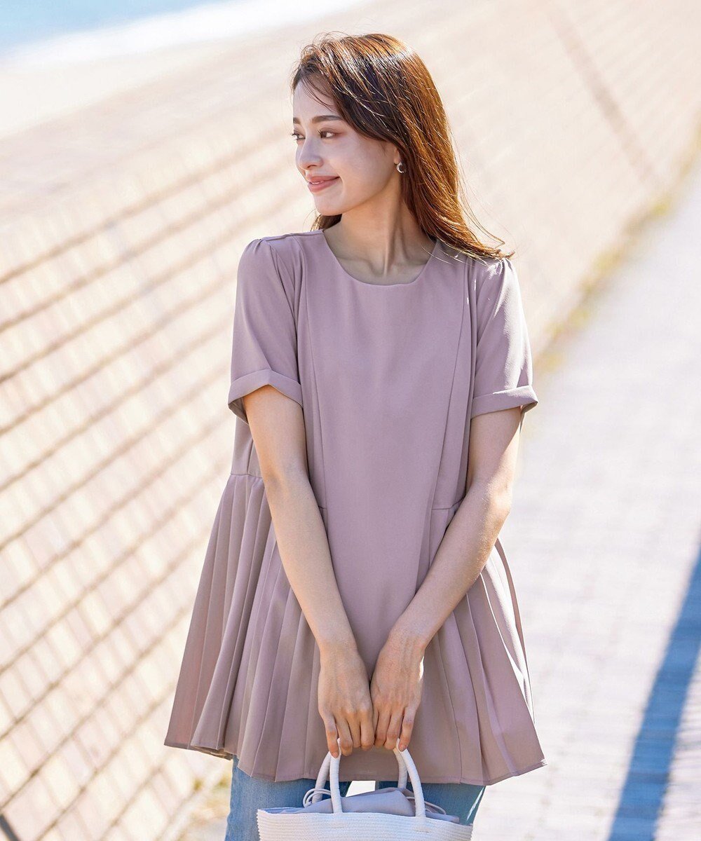 【ティアクラッセ/Tiaclasse】の【新色追加・洗える】サイドプリーツチュニックブラウス インテリア・キッズ・メンズ・レディースファッション・服の通販 founy(ファニー) 　ファッション　Fashion　レディースファッション　Fashion for Women　トップス・カットソー　Cut & Sew Tops　シャツ・ブラウス・オフィスカジュアル　Elegant Blouses & Button-Ups　アクセサリー　Fashion Accessories　ウォッシャブル　Machine Washable　春　Spring　洗える　Machine Washable　カーディガン　Cardigan, Knitwear　ジョーゼット　Georgette, Semi-Sheer Fabric　チュニック　Tunic, Long Top　プリーツ　Pleats, Pleated　ポケット　Pocket, Pocket Detail　半袖　Short Sleeve, Half Sleeve　ラウンド　Round, Round Neck　ロング　Long, Long-Length　S/S・春夏　SS, Spring/Summer, Warm Season　再入荷　Restock / Back in Stock　夏　Summer　エレガント 上品　Elegant　新作・新入荷　New Arrivals / New In　ピンク|ID: prp329100004866846 ipo3291000000036250478