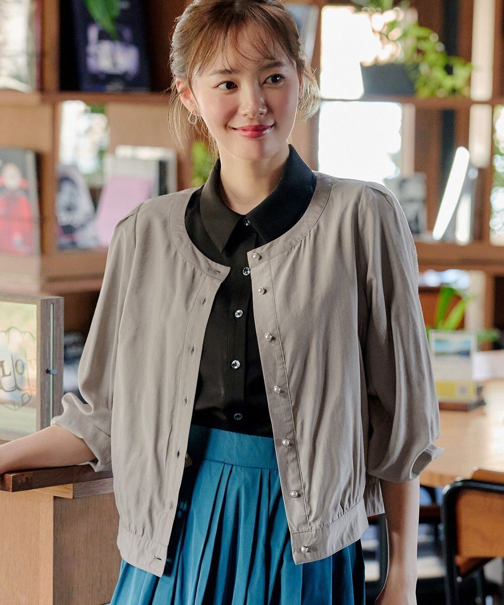 【ティアクラッセ/Tiaclasse】の【洗える】パールボタンシアーブルゾン インテリア・キッズ・メンズ・レディースファッション・服の通販 founy(ファニー) 　ファッション　Fashion　レディースファッション　Fashion for Women　アウター　Coat / Outerwear Collection　レディースジャケット・軽アウター　Jackets　ブルゾンジャケット・スポーティアウター　Blouson Jackets　ウォッシャブル　Machine Washable　春　Spring　洗える　Machine Washable　秋　Autumn　カーディガン　Cardigan, Knitwear　シアー　Sheer, See-Through　ショート　Short, Short Length　ジャケット　Jacket, Outerwear　スリーブ　Sleeve, Long Sleeve / Short Sleeve　チュニック　Tunic, Long Top　パール　Pearl, Pearl Accent　ブルゾン　Blouson, Bomber Jacket　ポケット　Pocket, Pocket Detail　ラウンド　Round, Round Neck　冬　Winter / This Winter　S/S・春夏　SS, Spring/Summer, Warm Season　再入荷　Restock / Back in Stock　夏　Summer　エレガント 上品　Elegant　新作・新入荷　New Arrivals / New In　グレージュ|ID: prp329100004866847 ipo3291000000036250502
