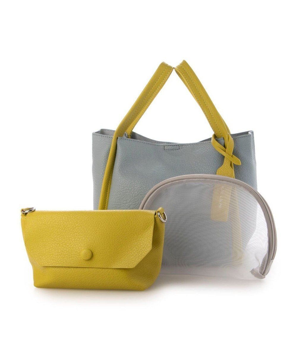 【アンビリオン/UNBILLION】のカシュカシュ cachecache / ミニショルダー付きソフトレザー調ミニトートバッグ インテリア・キッズ・メンズ・レディースファッション・服の通販 founy(ファニー) 　ファッション　Fashion　レディースファッション　Fashion for Women　バッグ　Bags　カラフル　Colorful Design　ショルダー　Shoulder, Shoulder Strap　ハンド　Hand, Handmade　ポーチ　Pouch, Small Case　ミックス　Mix, Mixed Style　メッシュ　Mesh, Net Fabric　モチーフ　Motif, Design Theme　再入荷　Restock / Back in Stock　ブルーミックス|ID: prp329100004866856 ipo3291000000036250553