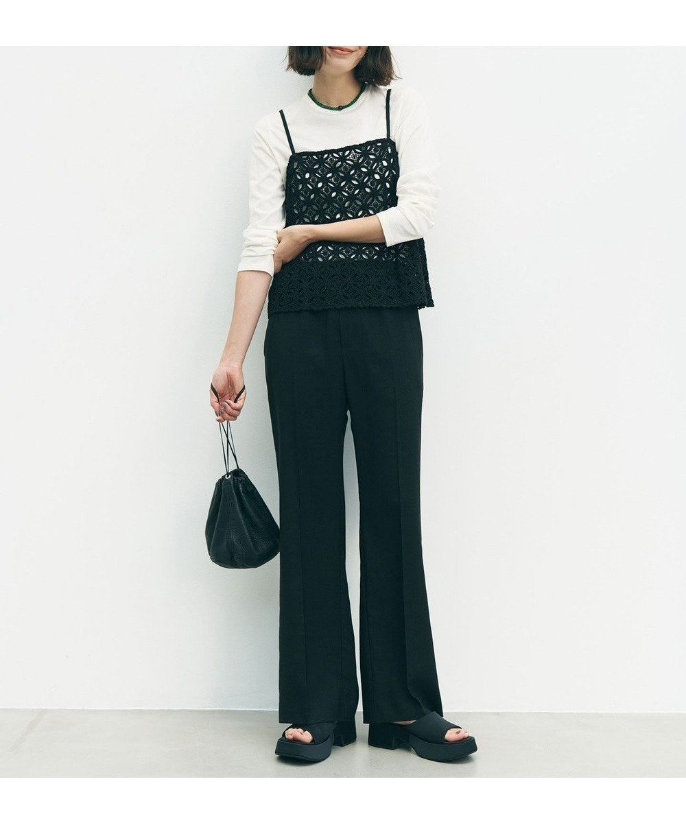 【アンフィーロ 自由区/UNFILO】の【セットアップ着用可/ウエストゴム】TENNEN TOUCH セミフレア パンツ インテリア・キッズ・メンズ・レディースファッション・服の通販 founy(ファニー) 　ファッション　Fashion　レディースファッション　Fashion for Women　セットアップ　Matching Sets　レディースパンツ・ボトムス　Pants & Trousers / Bottoms　春　Spring　ストレッチ　Stretch, Stretchy Fabric　セットアップ　Set-Up, Coordinated Outfit　センター　Center, Center Line　ドレープ　Drape, Draping Fabric　定番　Standard, Basic Item　バランス　Balance, Style Balance　フレア　Flare, Flared　ボトム　Bottoms, Lower Wear　リラックス　Relax, Relaxed Fit　S/S・春夏　SS, Spring/Summer, Warm Season　夏　Summer　ビジネス 仕事 通勤　Business / Work / Commuting　ブラック|ID: prp329100004866887 ipo3291000000036250868