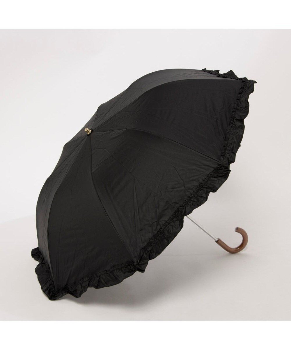【アンビリオン/UNBILLION】のカシュネ cachenez / PUビッグフリルトップレス2段折りたたみ傘 インテリア・キッズ・メンズ・レディースファッション・服の通販 founy(ファニー) 　ファッション　Fashion　レディースファッション　Fashion for Women　レイングッズ・傘・晴雨兼用傘　Umbrellas & Rain Gear　アクセサリー　Fashion Accessories　傘　Umbrella, Parasol　スカーフ　Scarf, Neckwear　ハンド　Hand, Handmade　フリル　Frill, Ruffle　帽子　Hat, Headwear　日傘　Parasol, UV Umbrella　モチーフ　Motif, Design Theme　再入荷　Restock / Back in Stock　ブラック|ID: prp329100004867015 ipo3291000000036254522